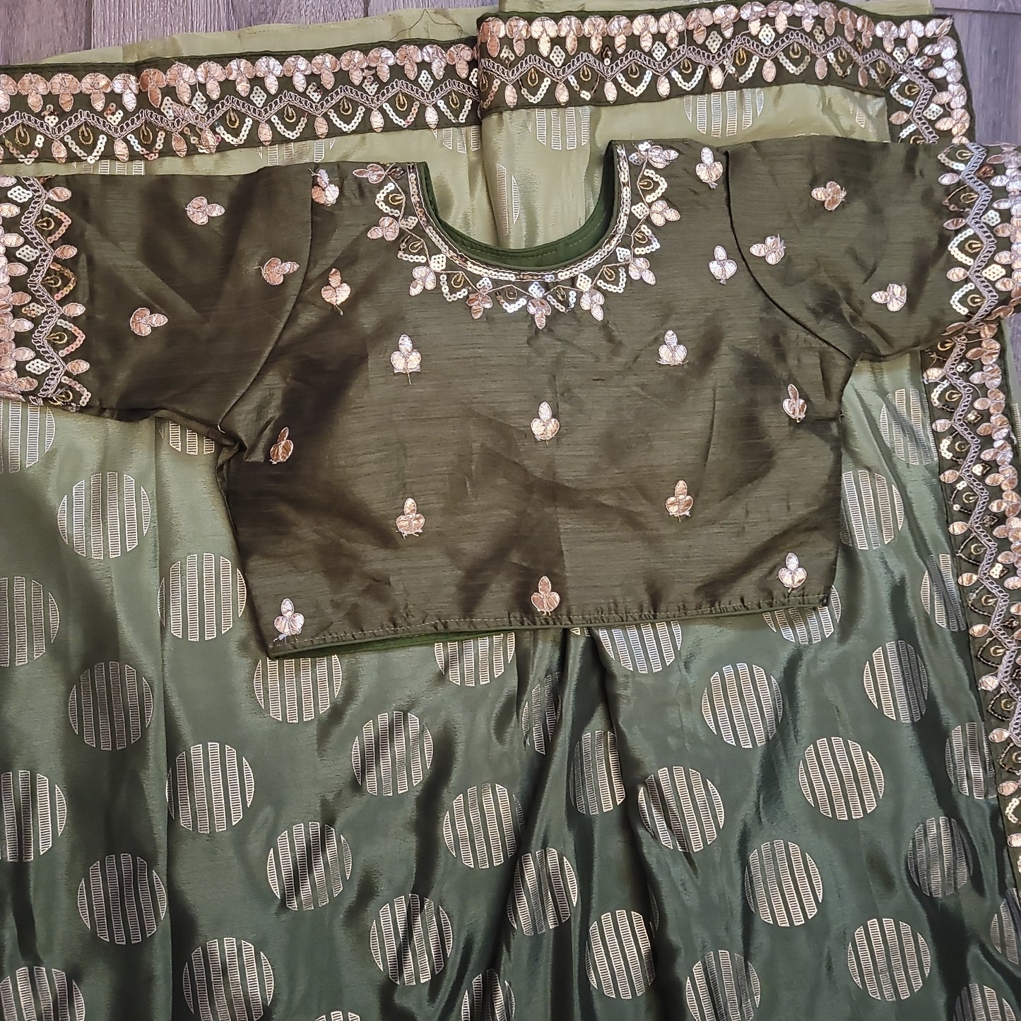 Green Georgette Saree with Stitched Blouse