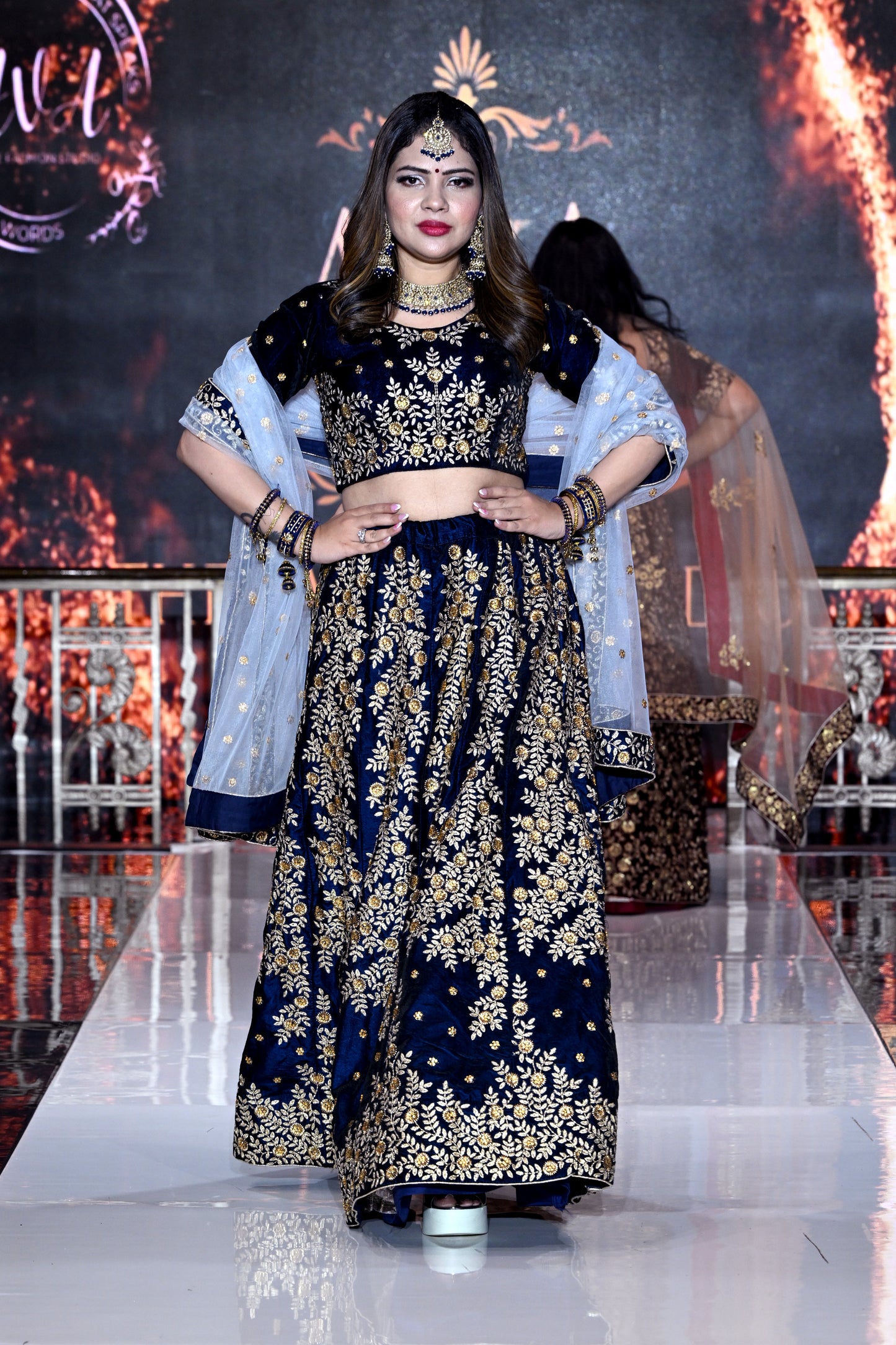 Velvet Navy Blue Lehenga ( NYFW 2)