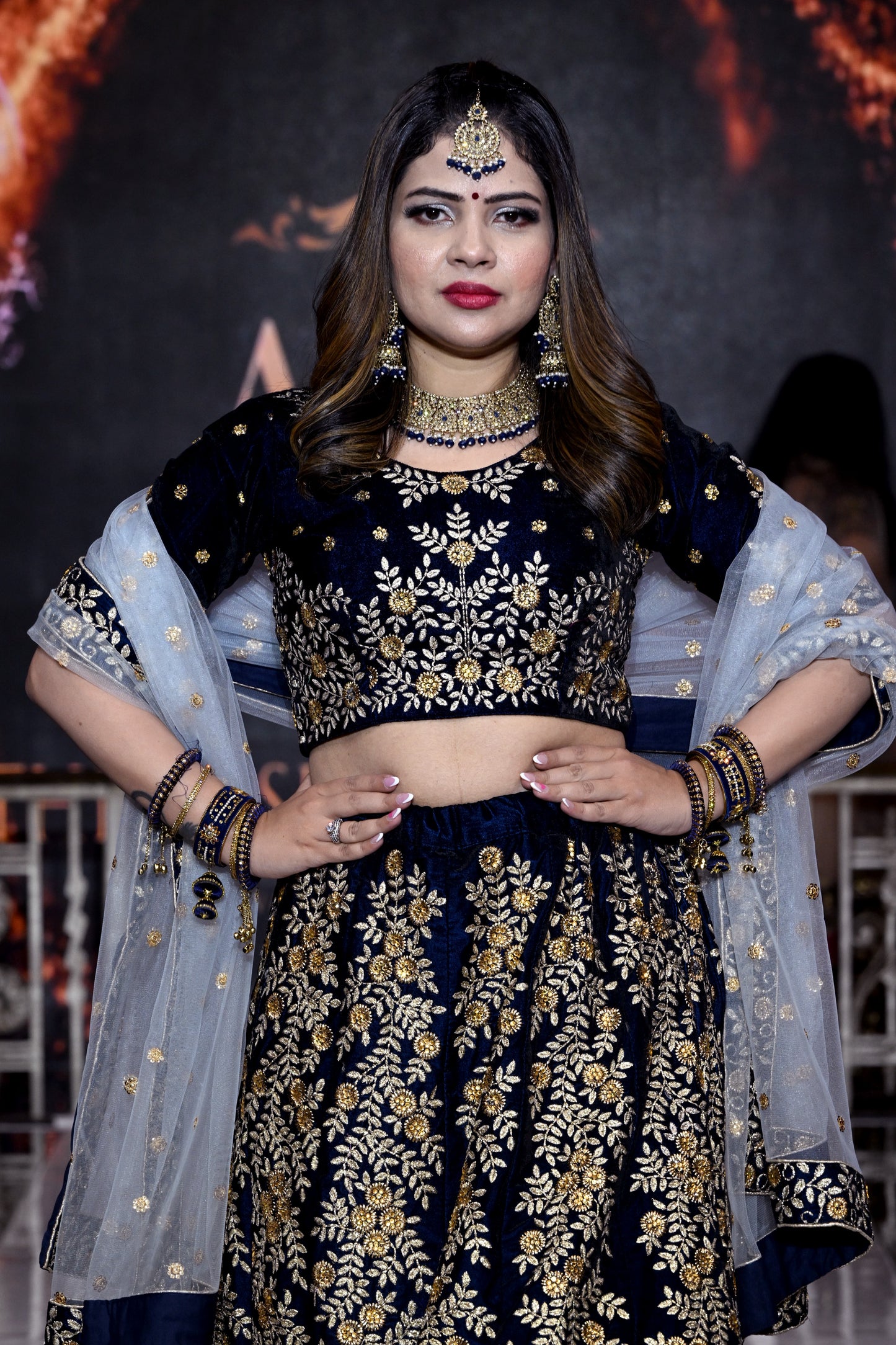 Velvet Navy Blue Lehenga ( NYFW 2)