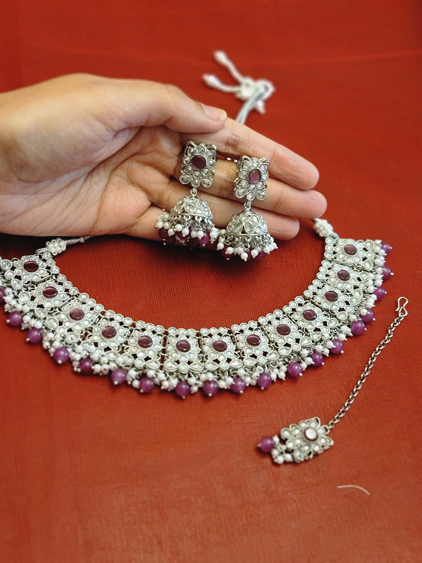 Silver/Purple Choker Set