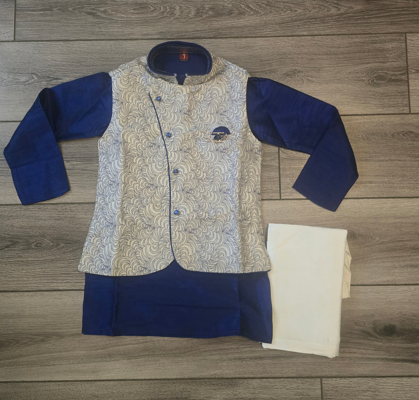 Boys Blue Kurta with Vest