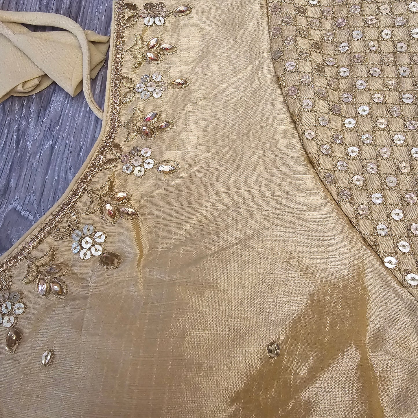 Golden Designer Embroidery Stitched Blouses
