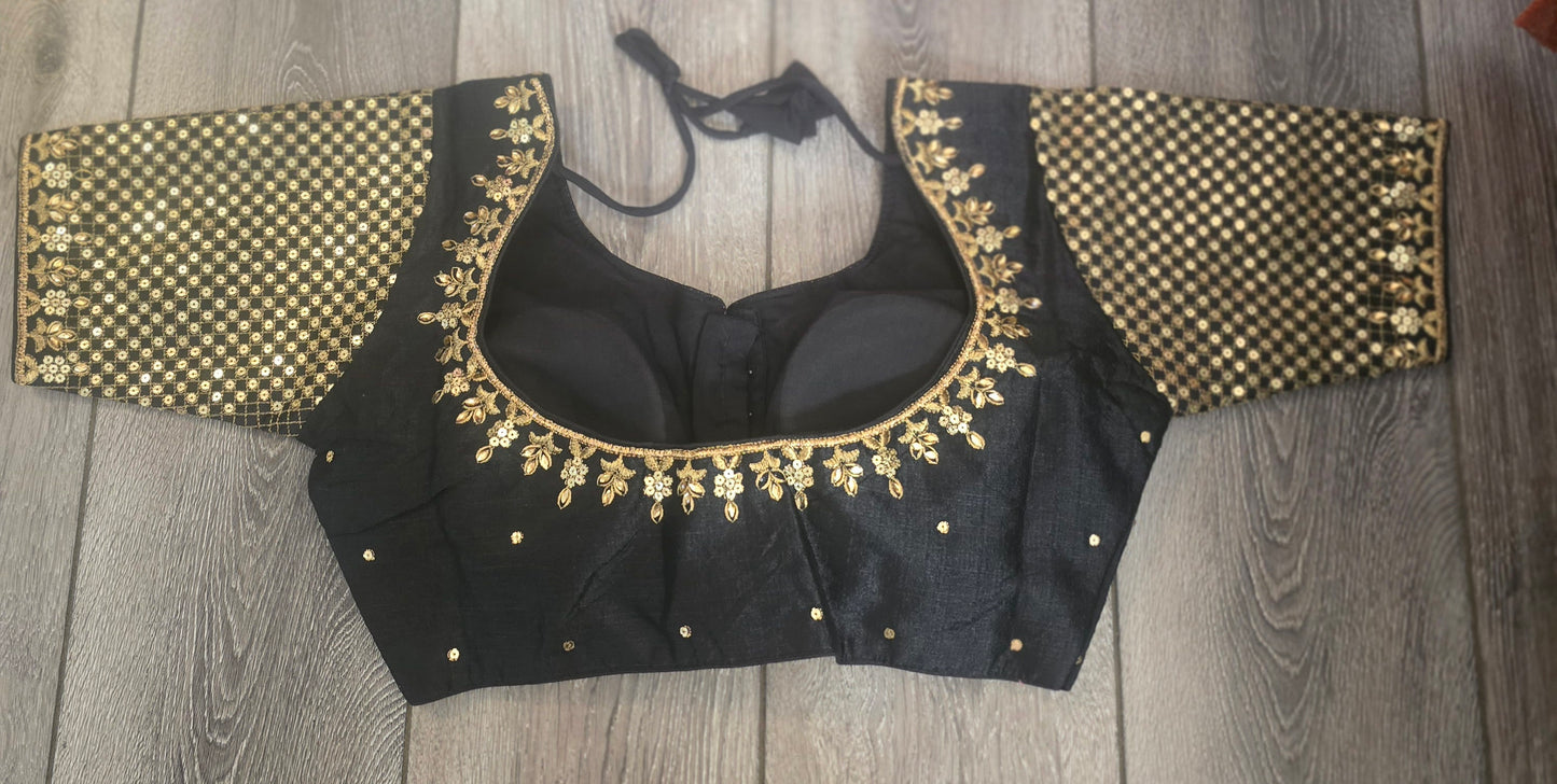 Black Designer Embroidery Stitched Blouses