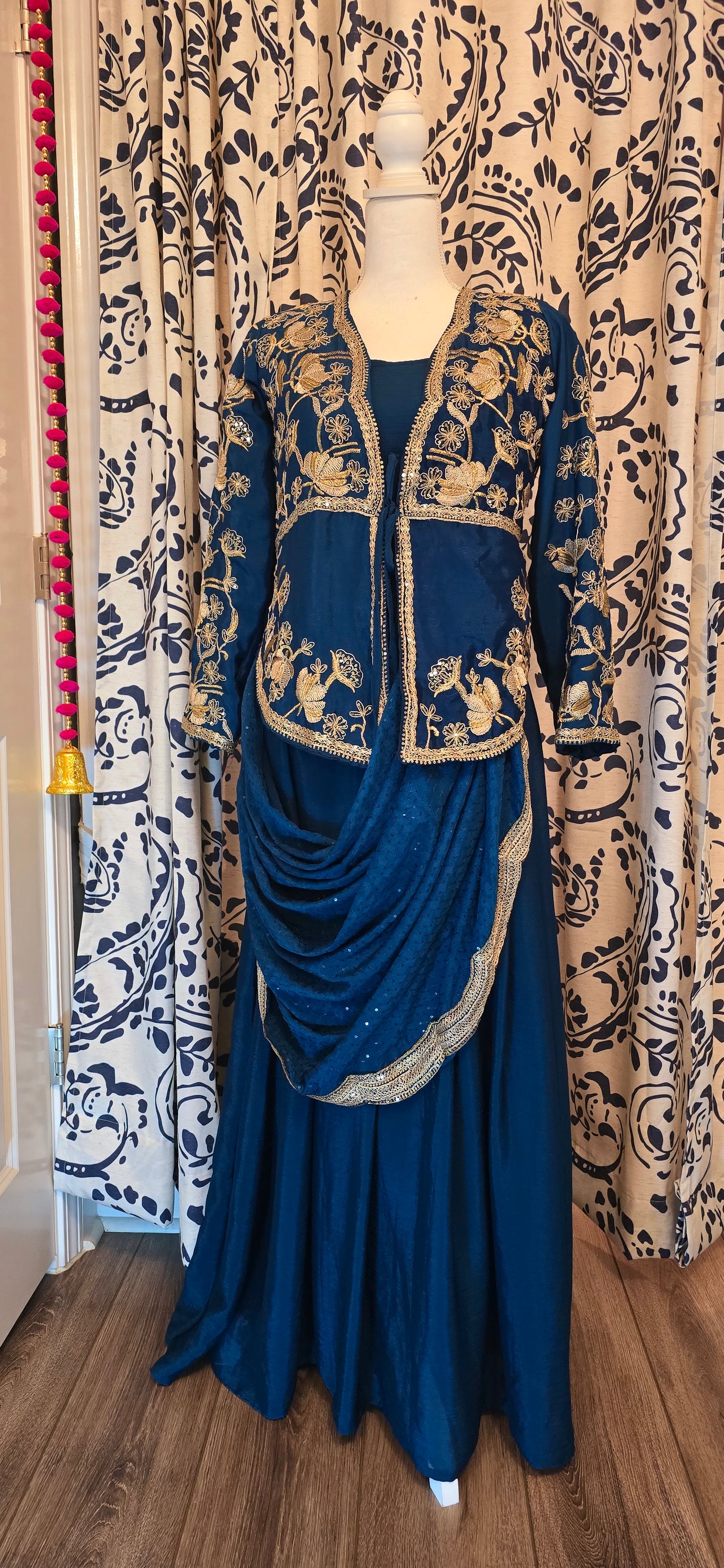Blue Gown Saree with Jacket