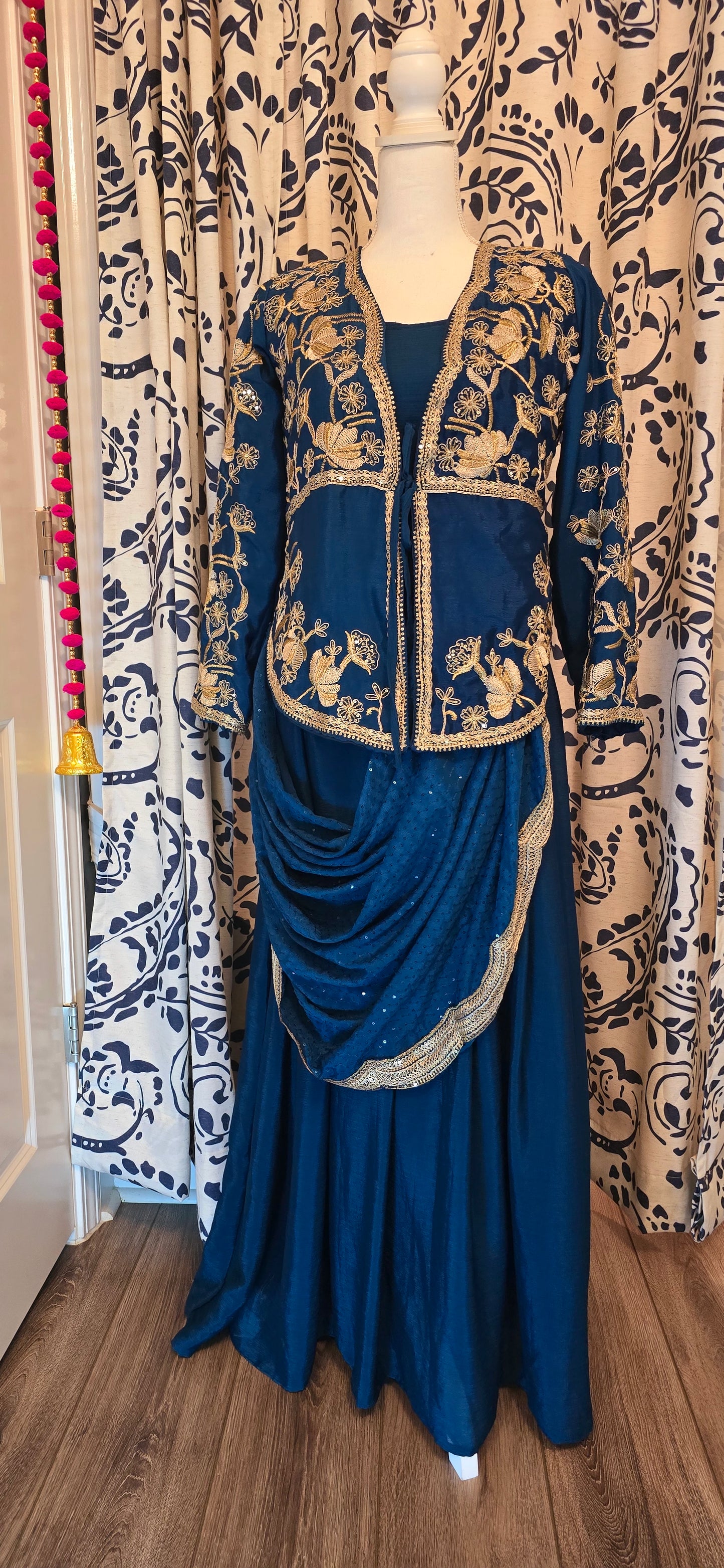 Blue Gown Saree with Jacket