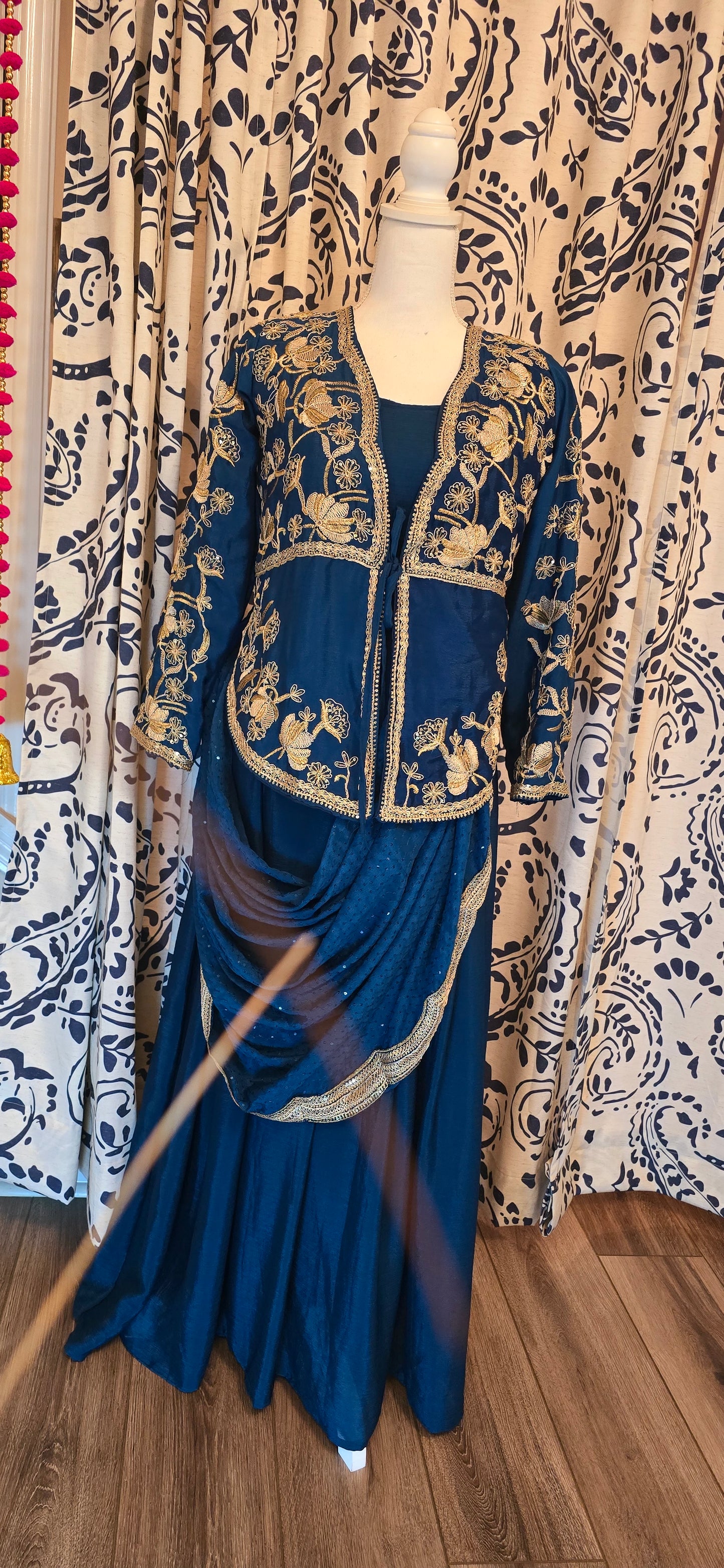 Blue Gown Saree with Jacket