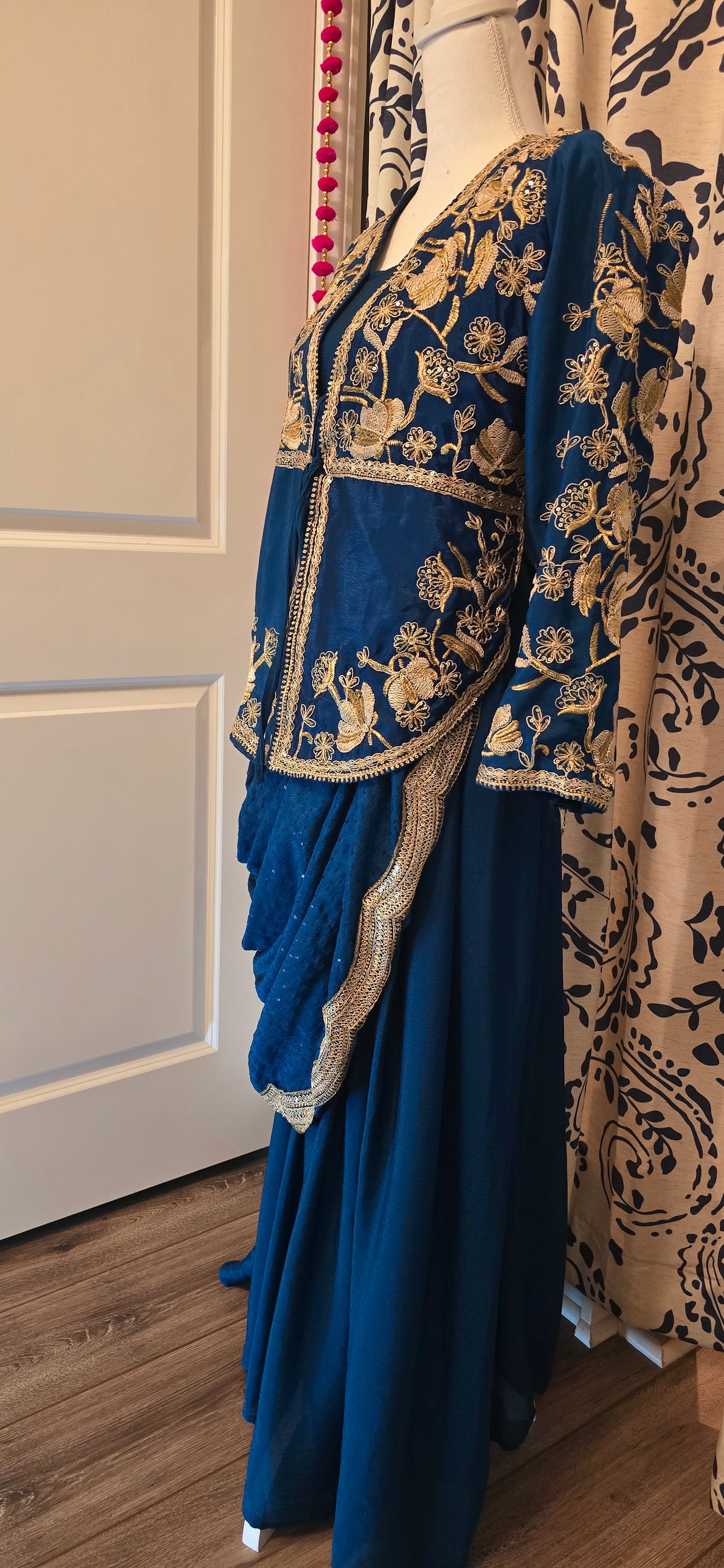 Blue Gown Saree with Jacket