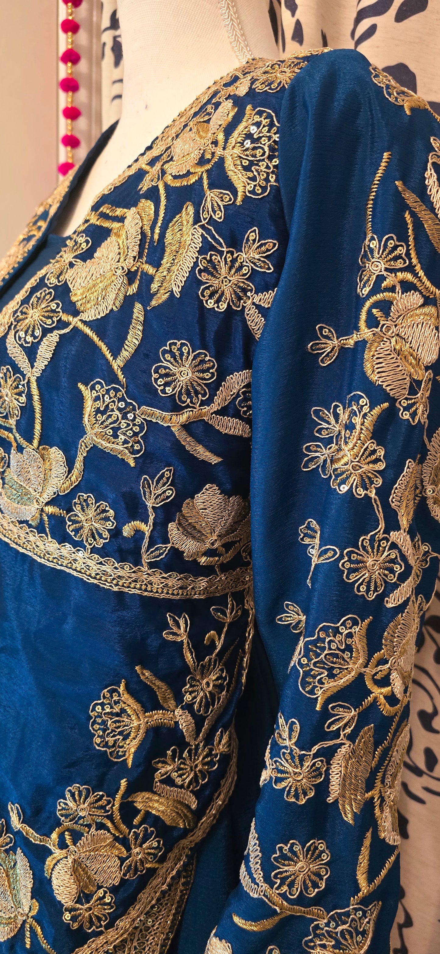 Blue Gown Saree with Jacket