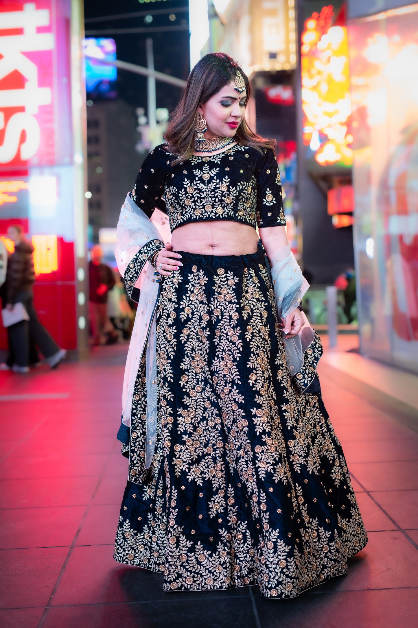 Velvet Navy Blue Lehenga ( NYFW 2)