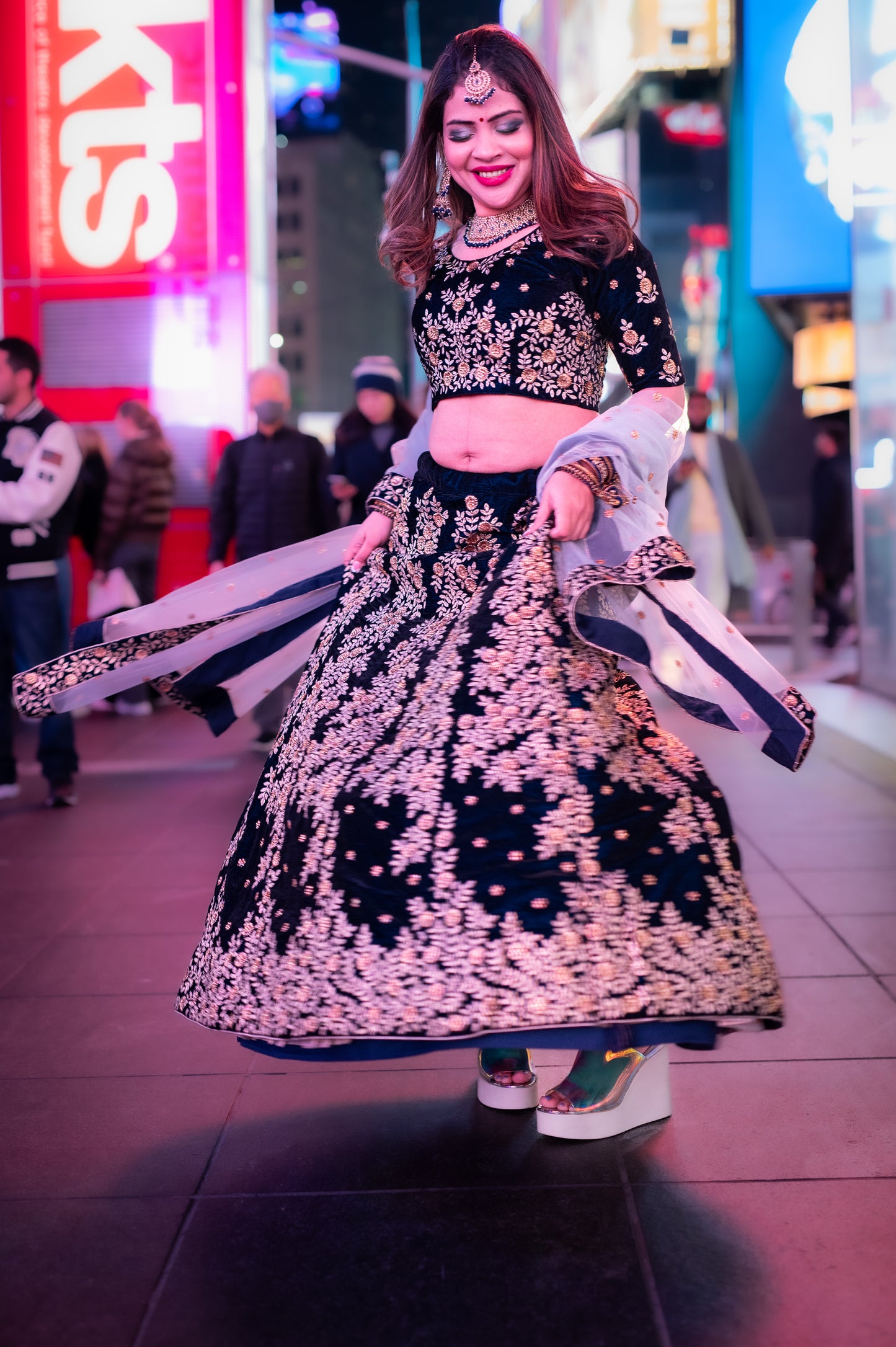 Velvet Navy Blue Lehenga ( NYFW 2)