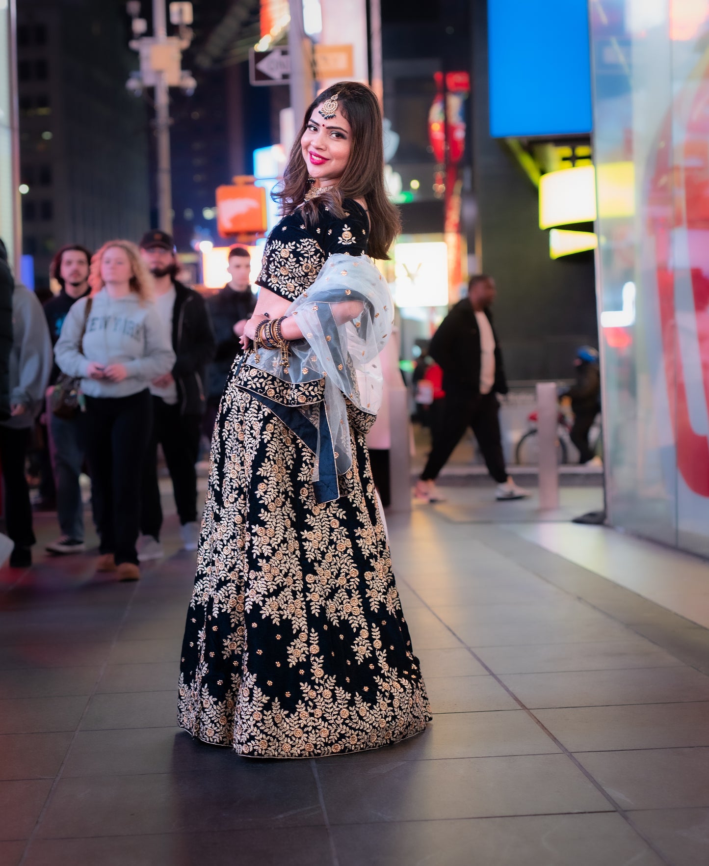 Velvet Navy Blue Lehenga ( NYFW 2)