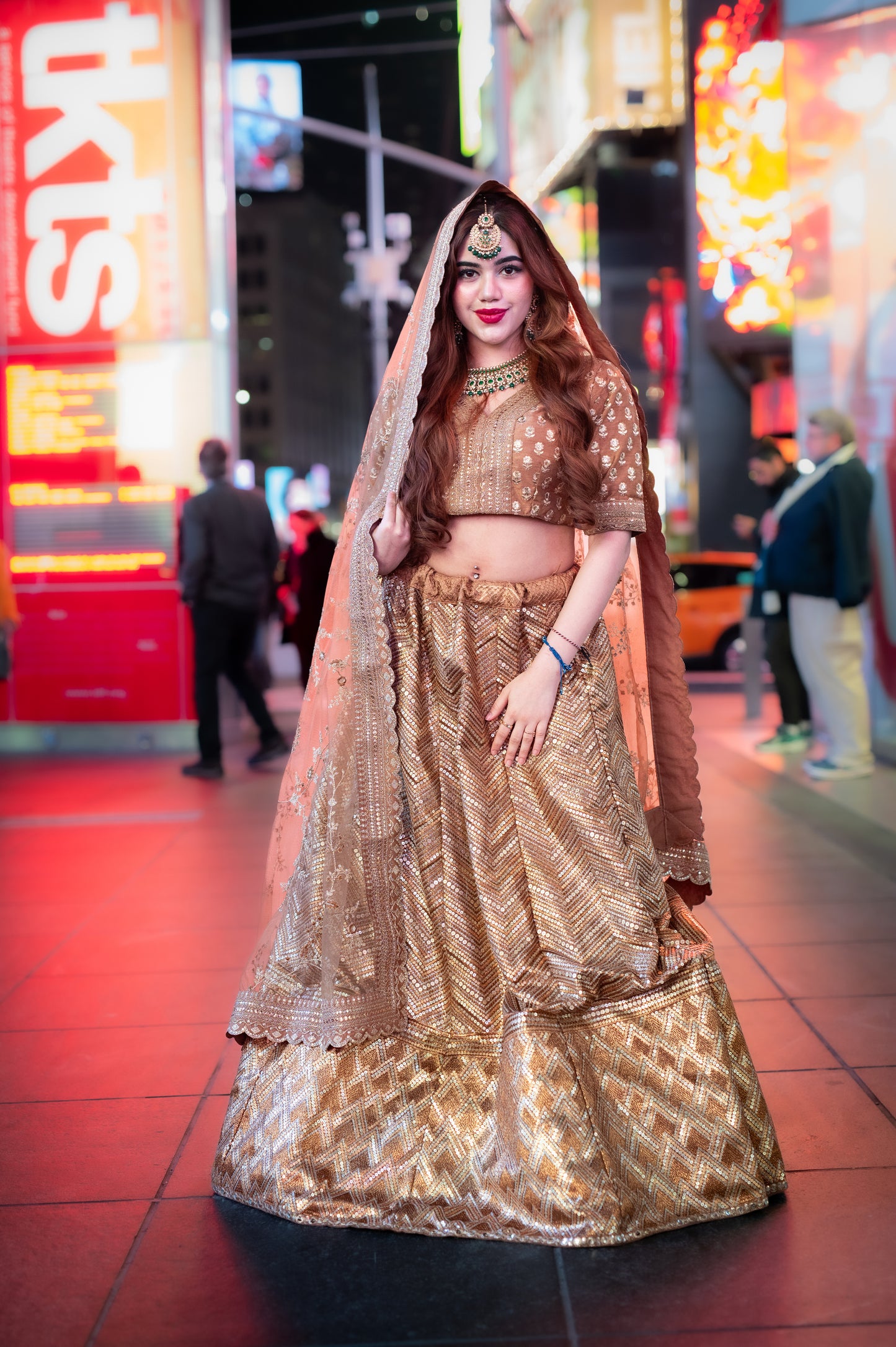 Golden PartyWear/Bridal Brown Lehenga