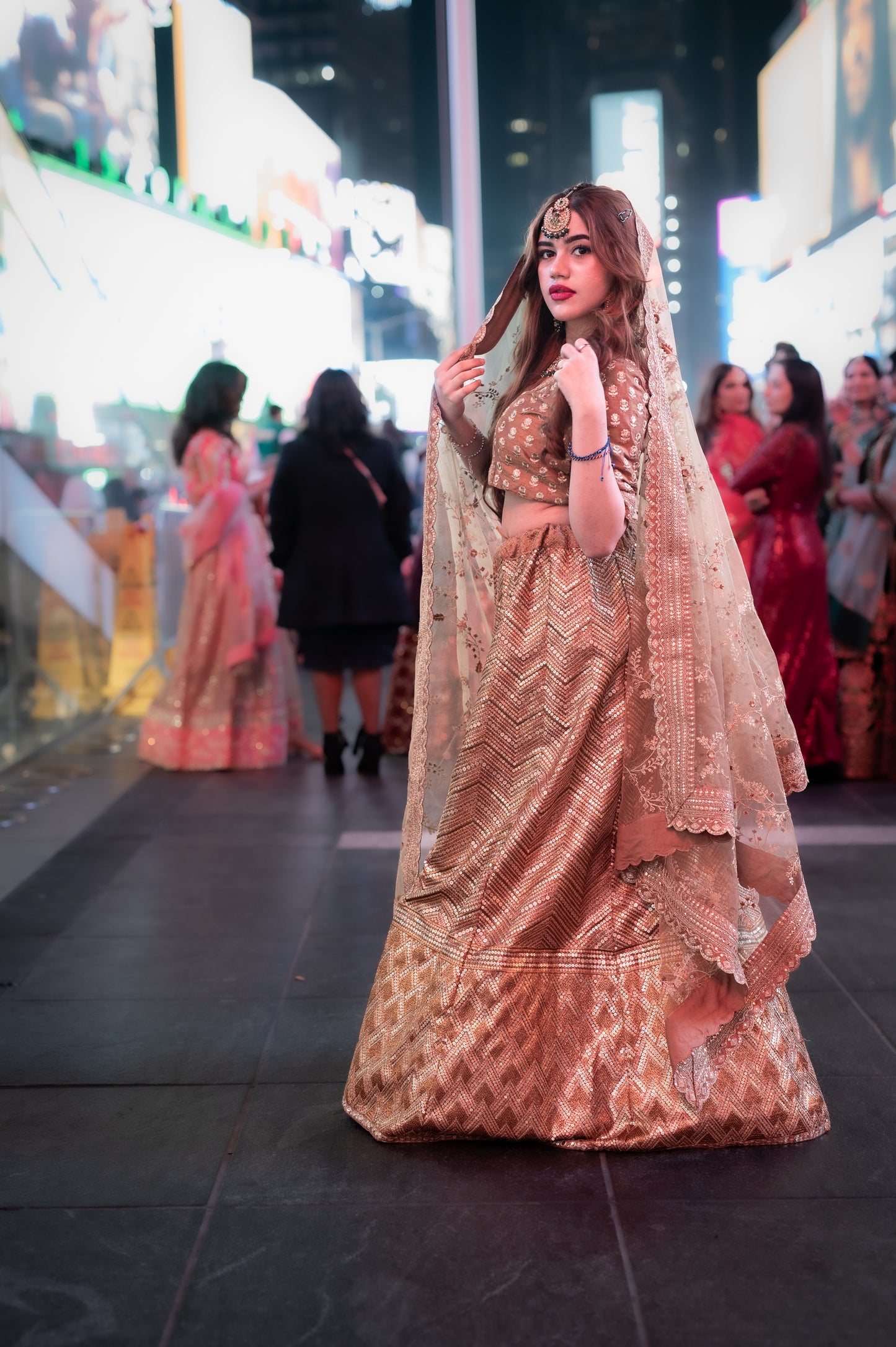 Golden PartyWear/Bridal Brown Lehenga
