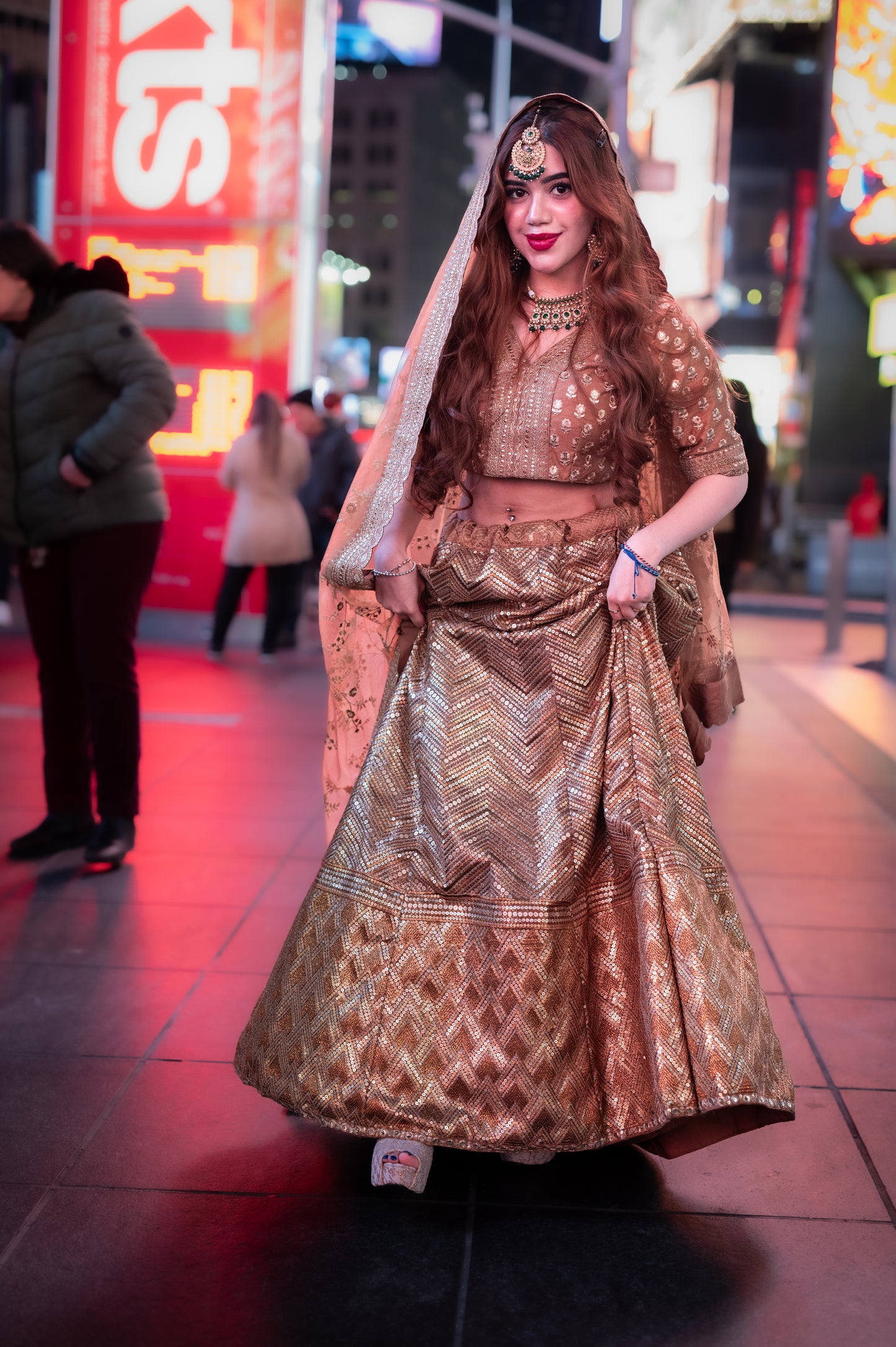 Golden PartyWear/Bridal Brown Lehenga