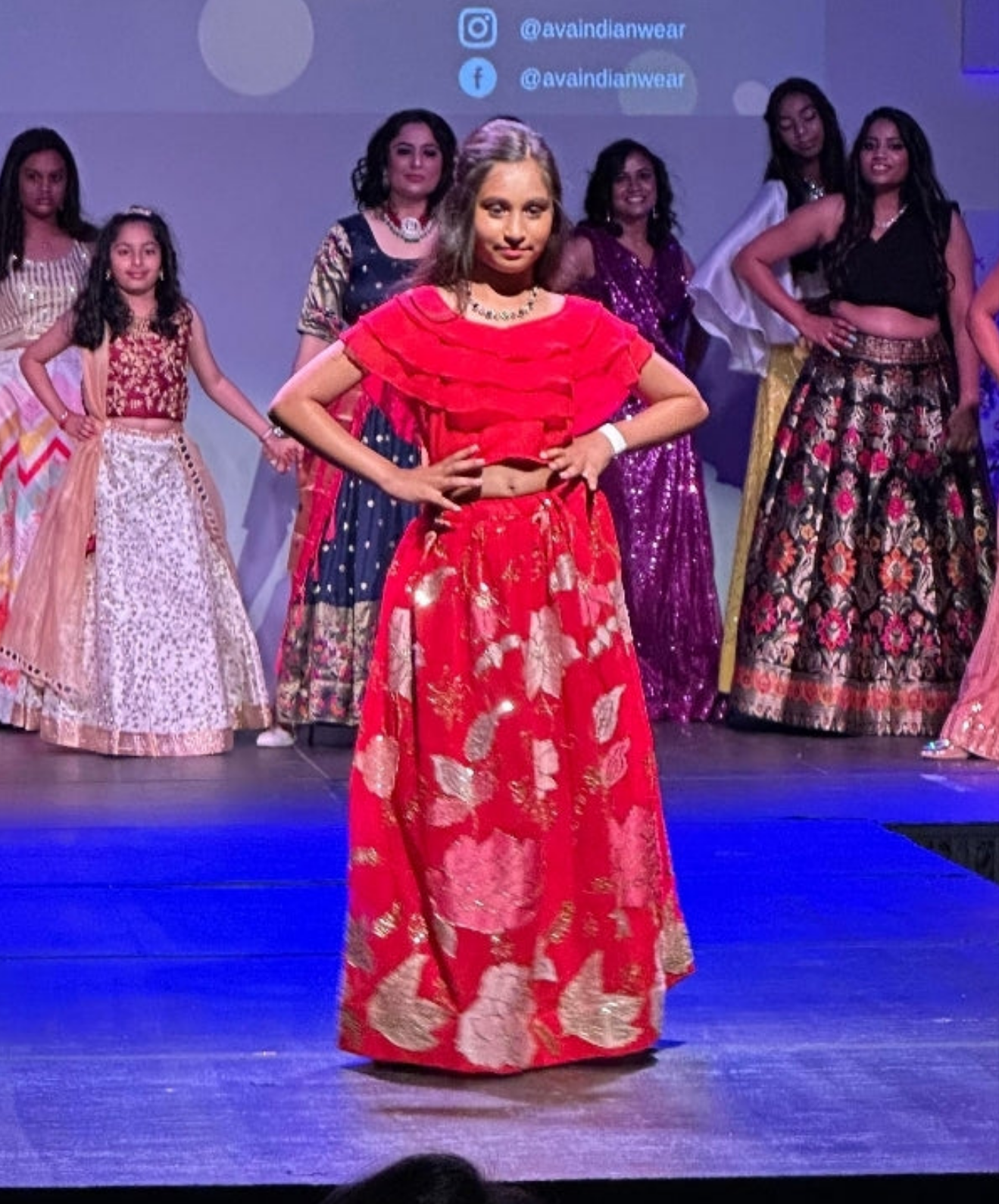 Red Girls Crop Top Sequece Lehenga