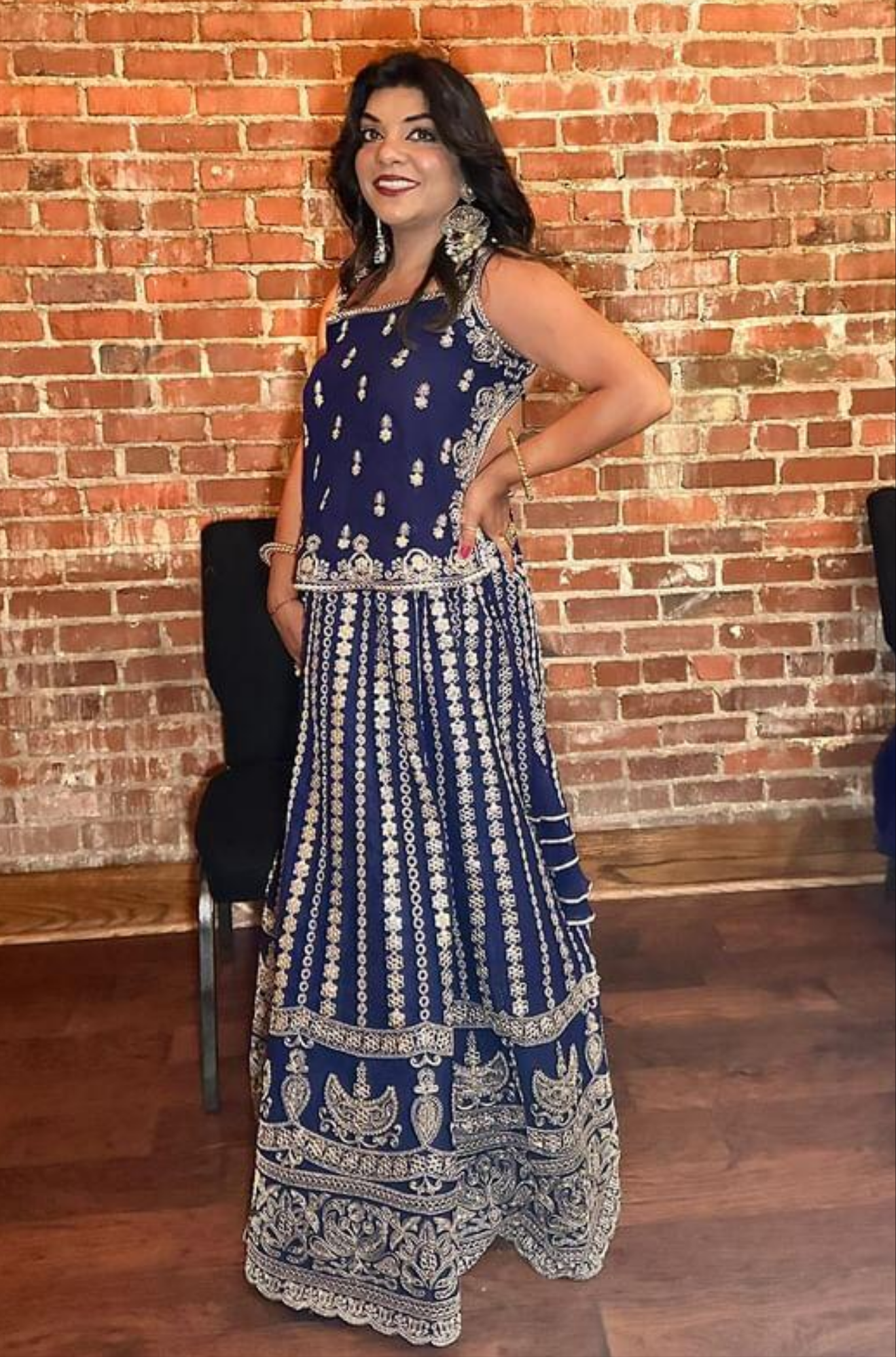 Blue Embroidery Lehenga with Backless Choli