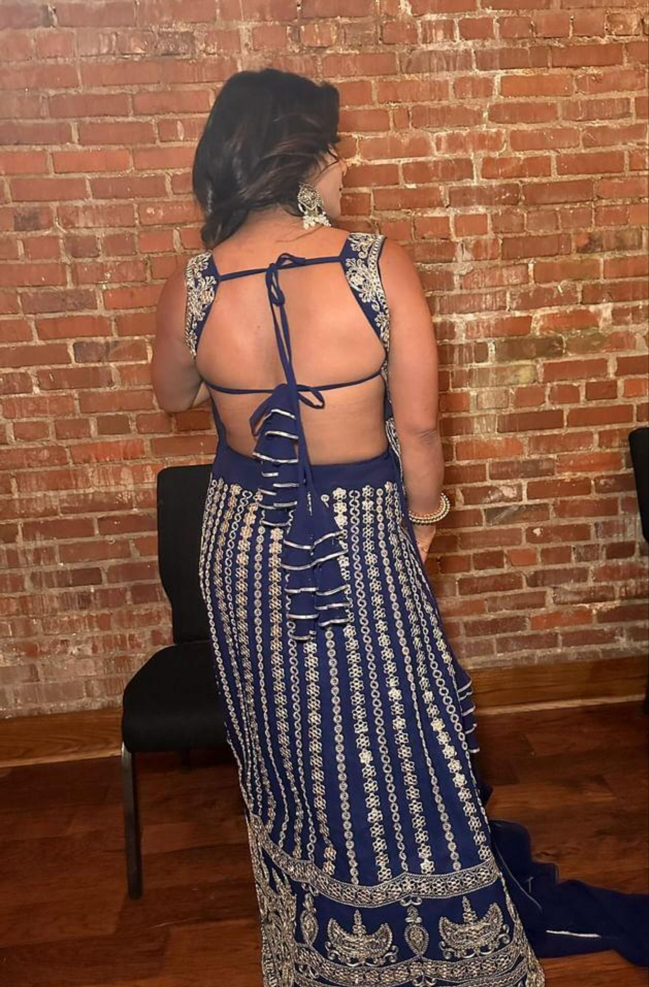 Blue Embroidery Lehenga with Backless Choli