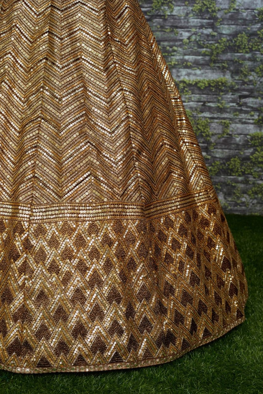 Golden PartyWear/Bridal Brown Lehenga