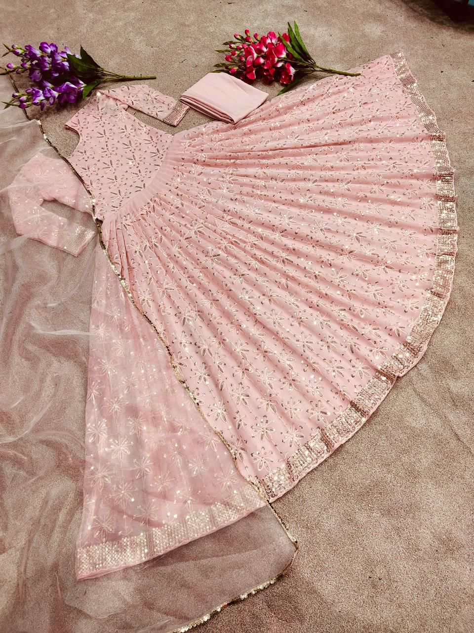 Pink Designer Sequence Gown