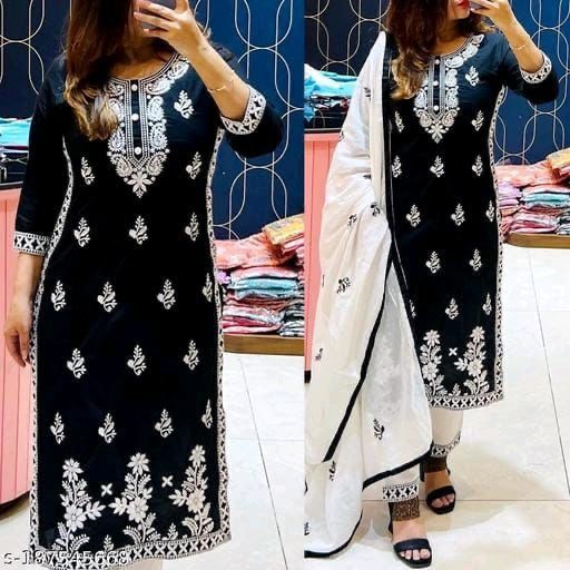 Cotton Emroidery Kurti with Pant & Duppata