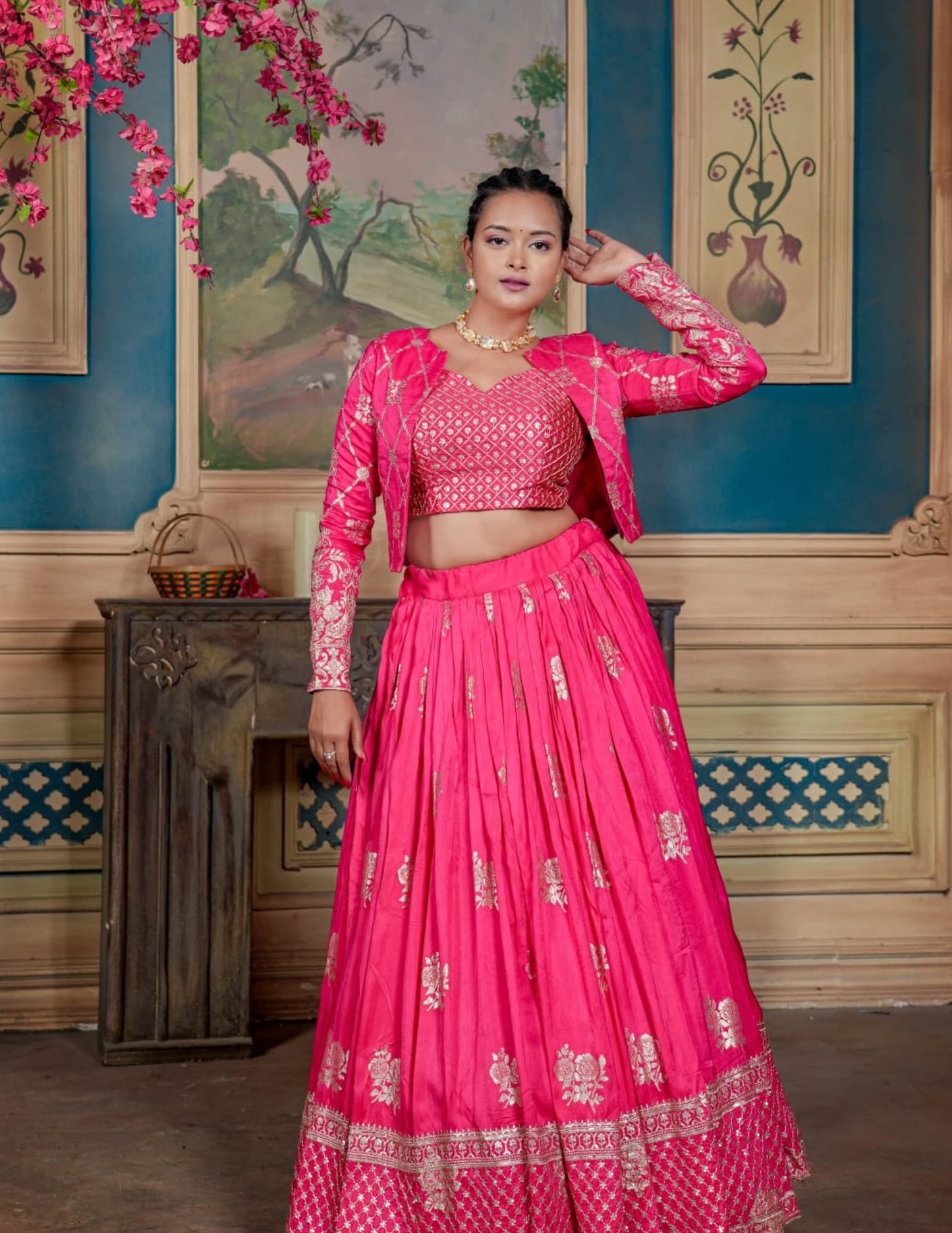 Rani Pink Lehenga with Jacket