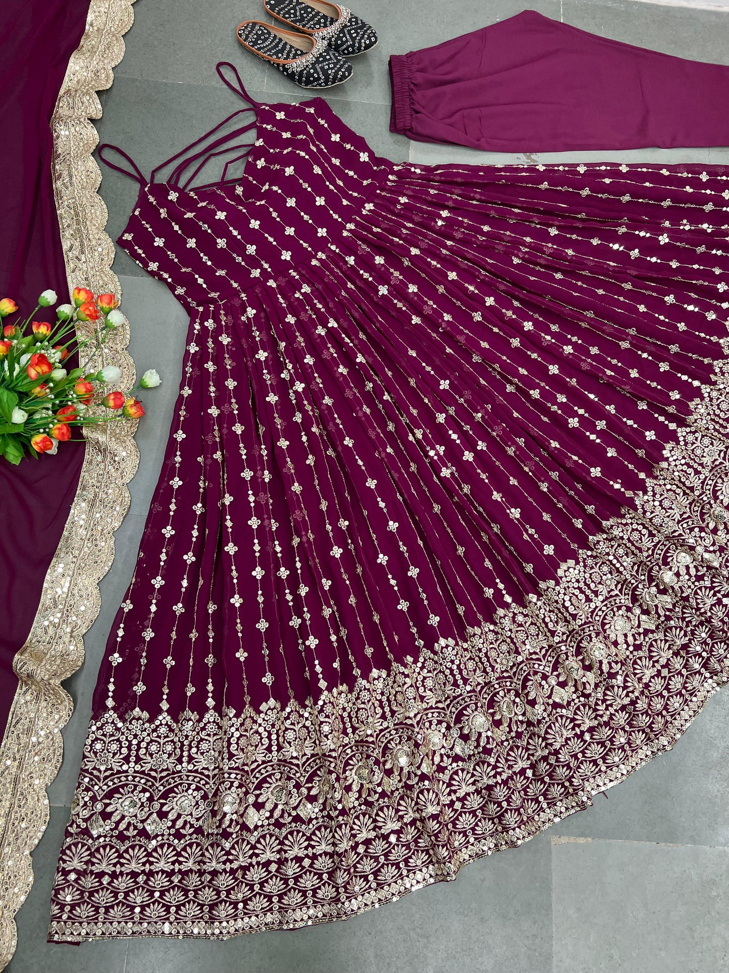 Georgette Back Dori Gown