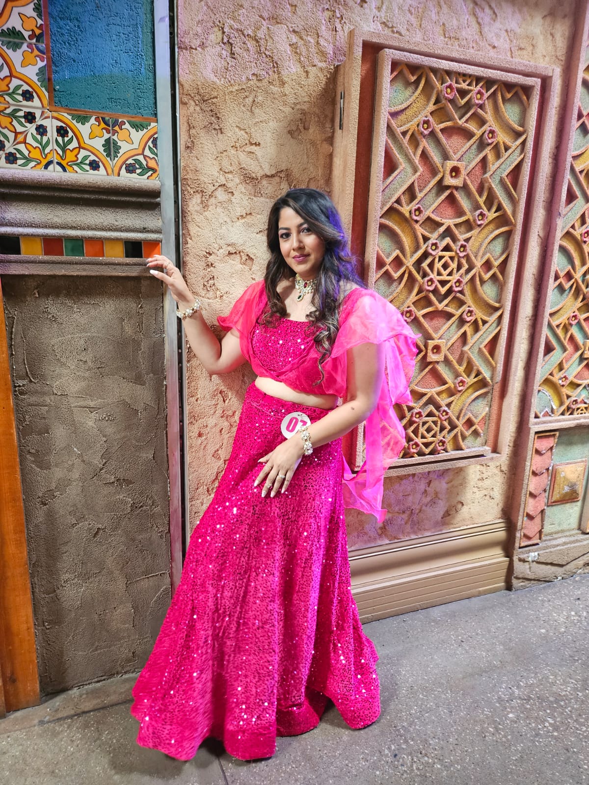 Dark Pink Velvet Sequence Lehenga