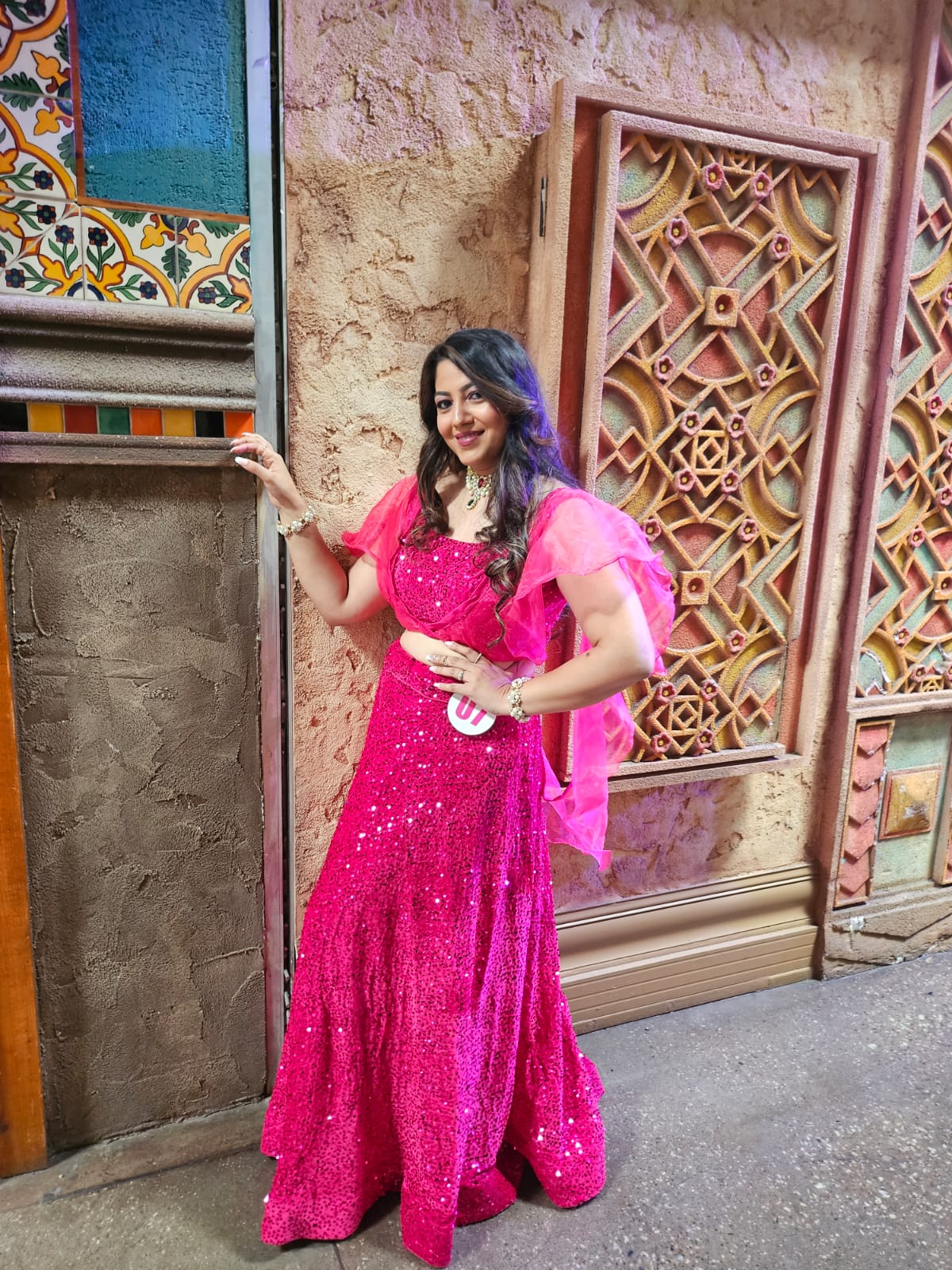 Dark Pink Velvet Sequence Lehenga