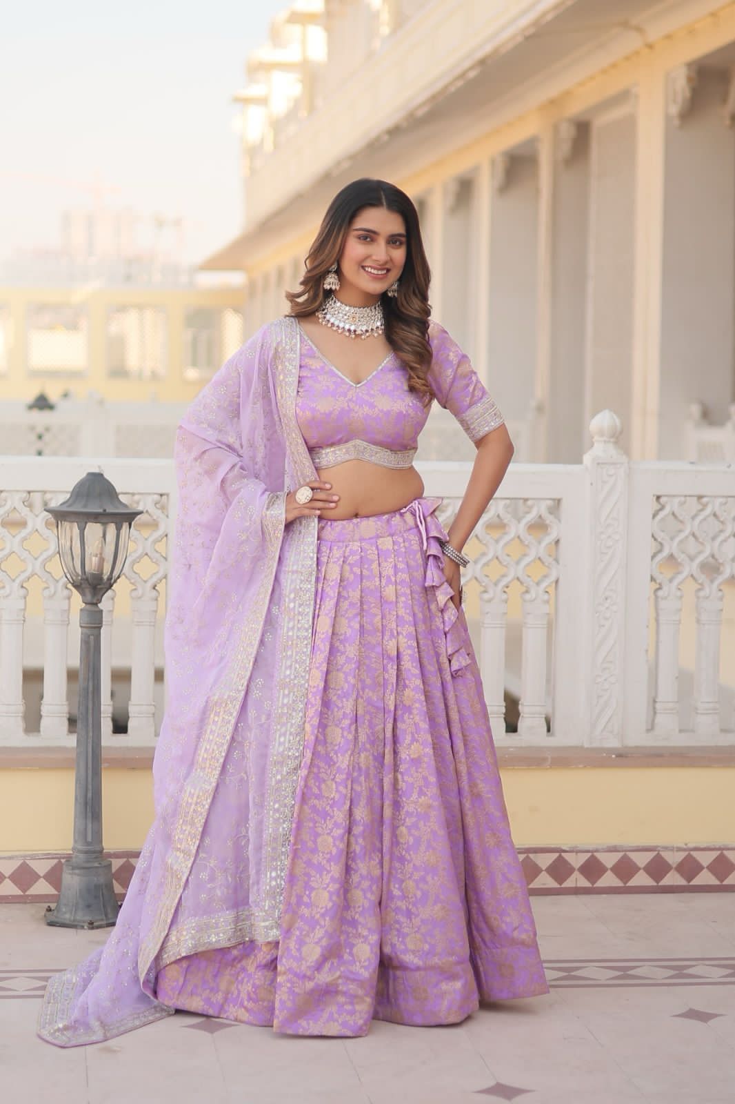 Orange Pure Viscose Lehenga