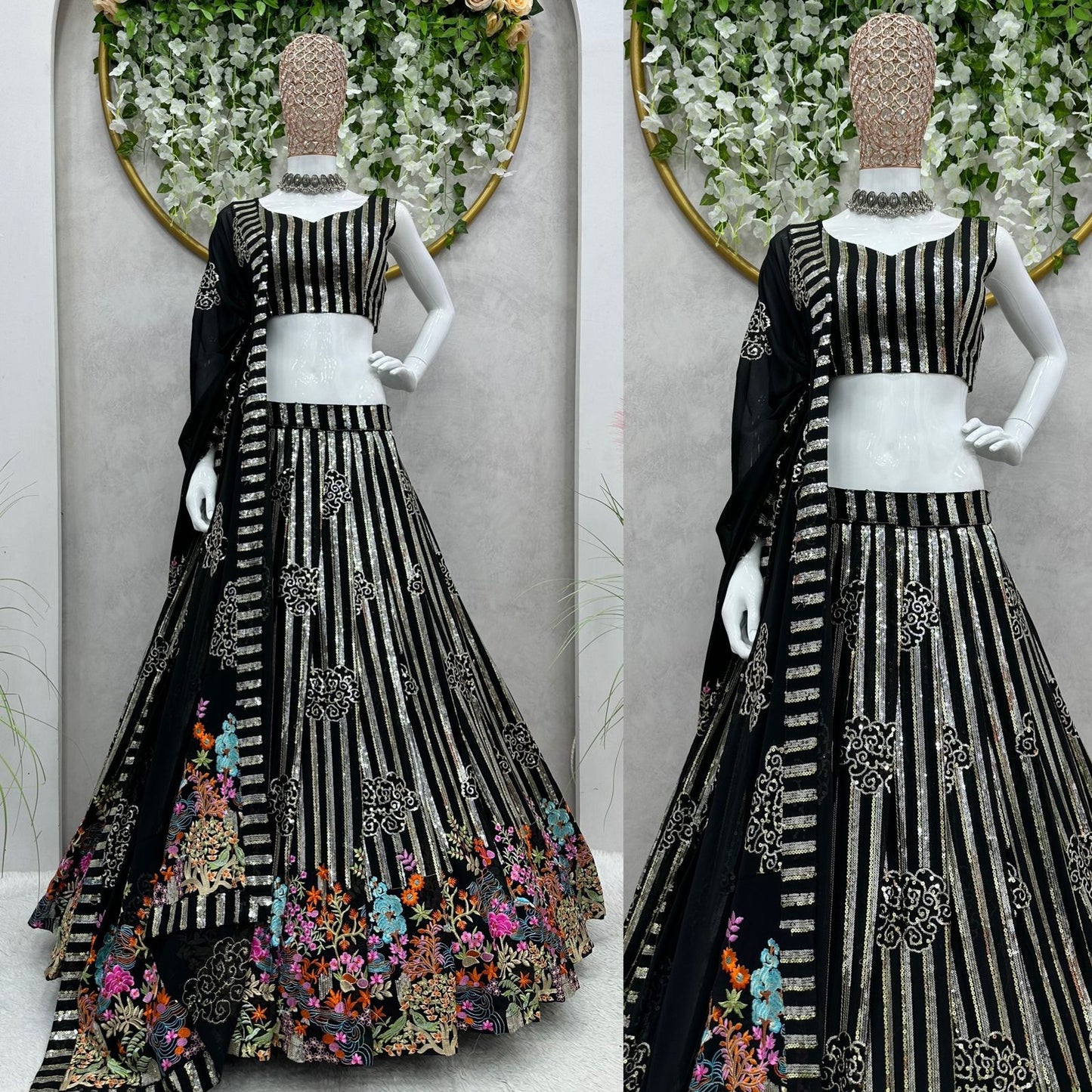 Black Lehenga with Sequence & Embroidery Work