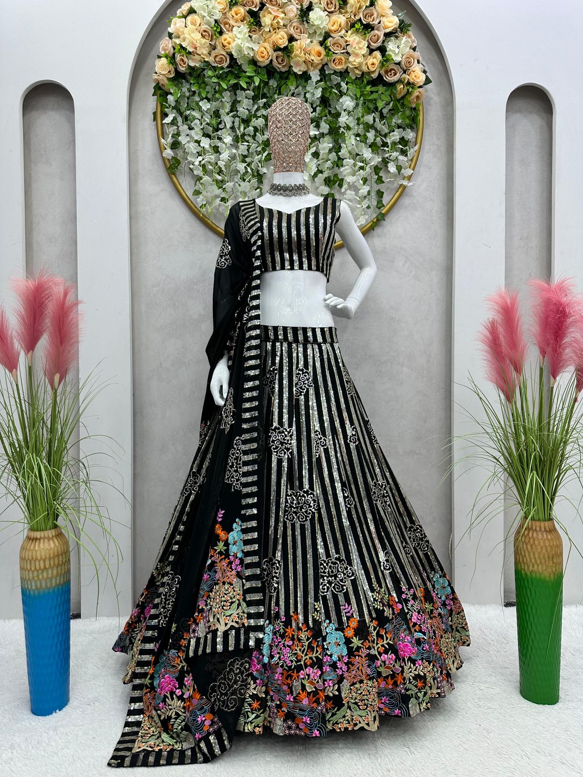 Black Lehenga with Sequence & Embroidery Work
