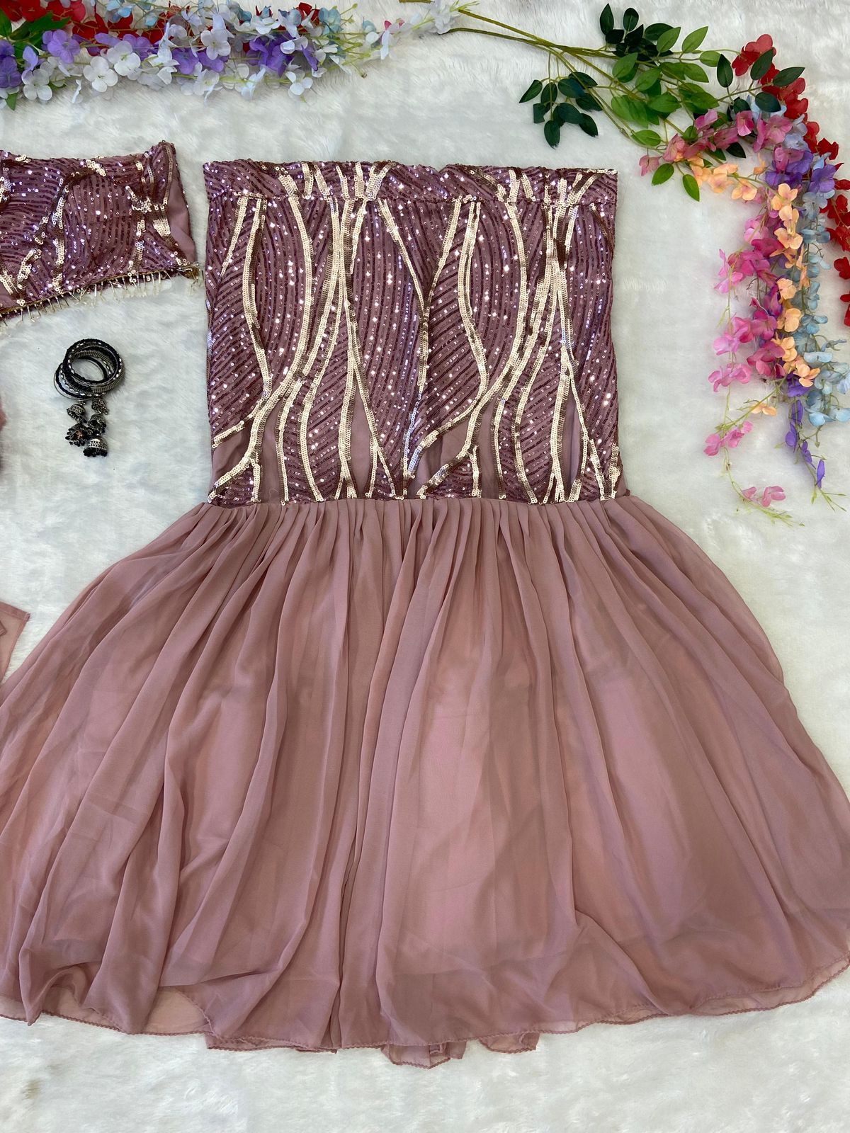 Indowestern Crop Top with Fish Cut Skirt