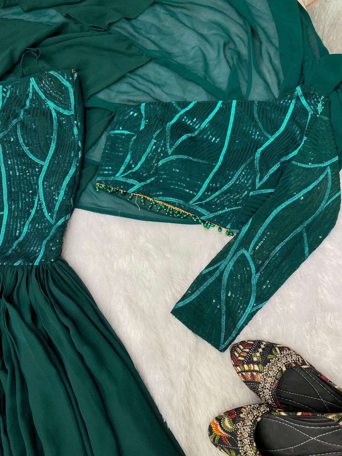 Indowestern Crop Top with Fish Cut Skirt