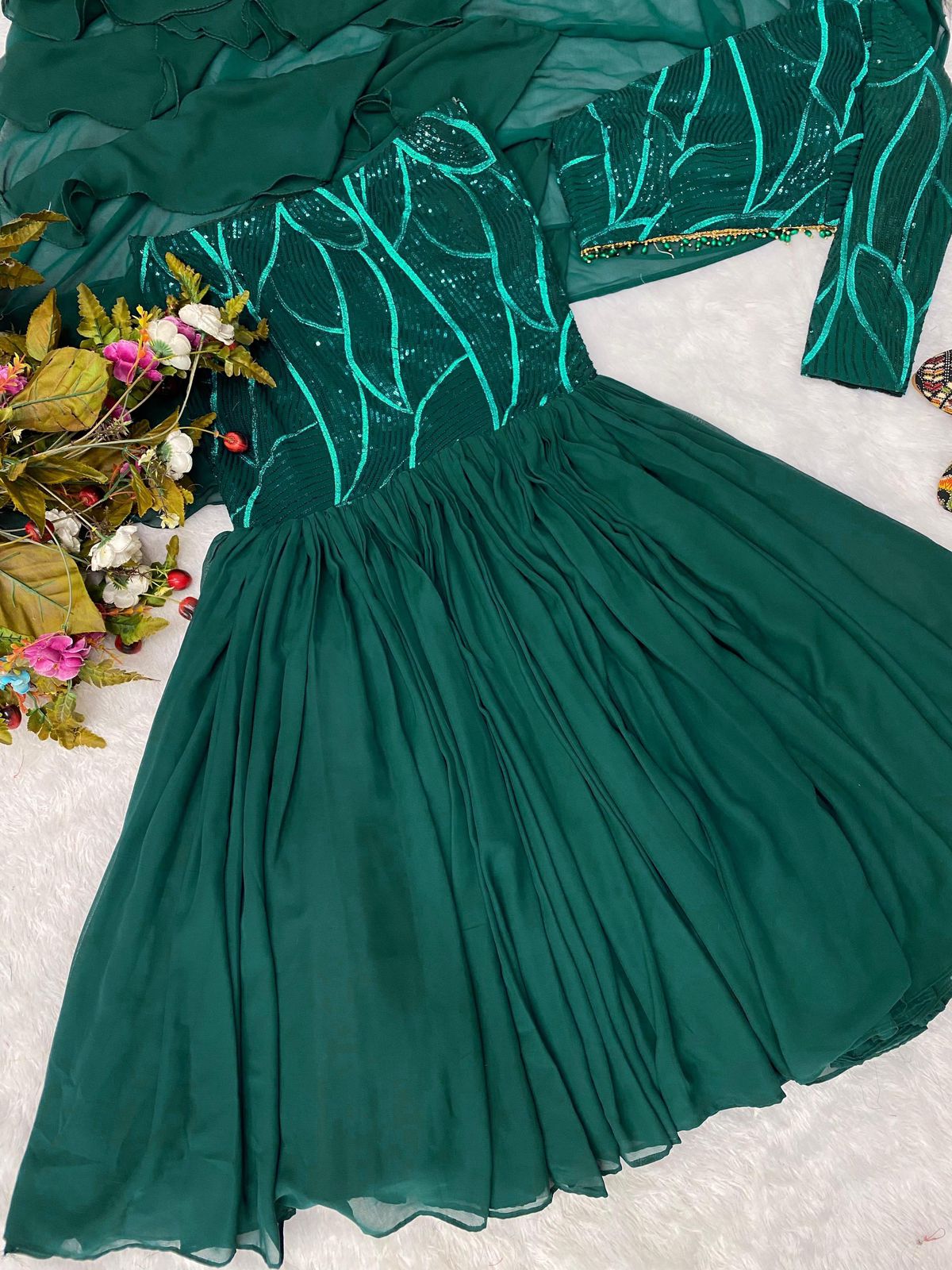 Indowestern Crop Top with Fish Cut Skirt