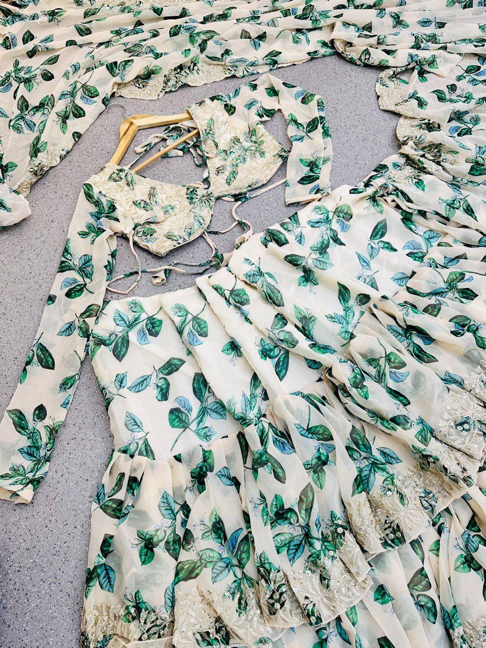 (Preorder) Ruffled Ready to Wear Saree with Stitched Blouse