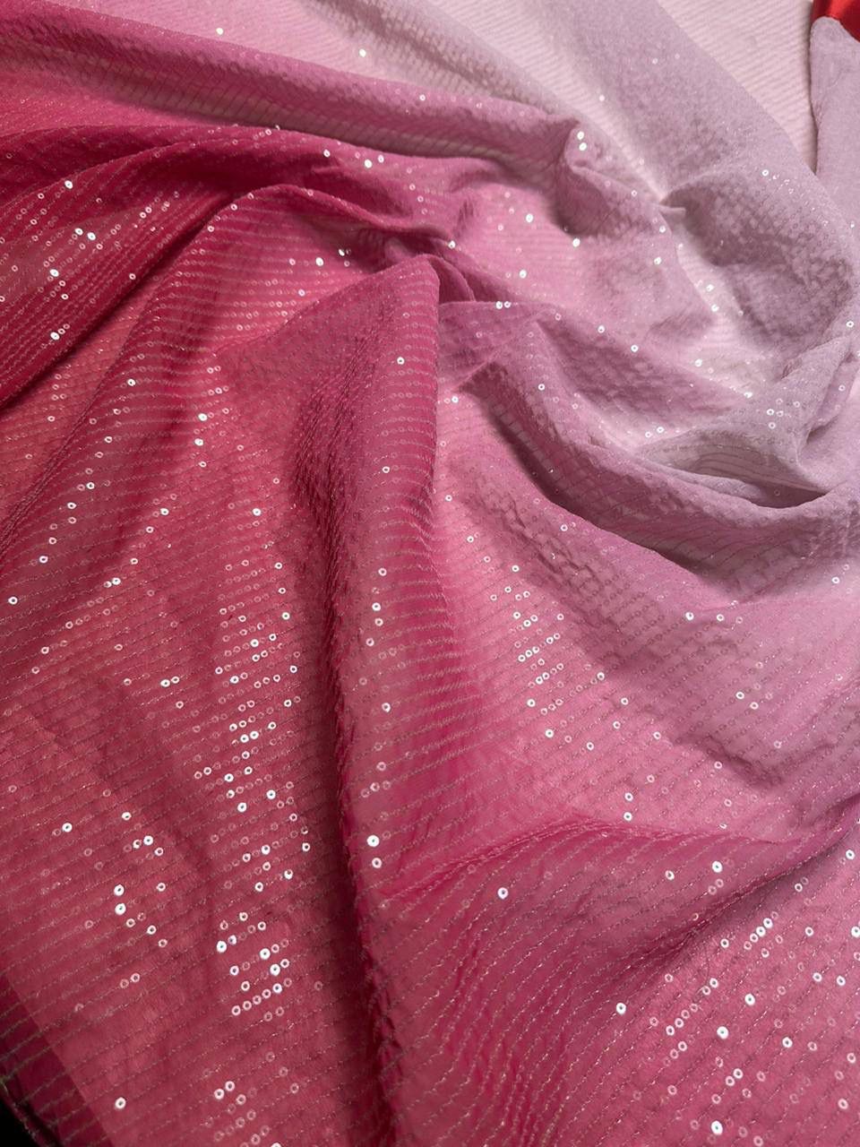 Pink Double Tone Sequence Saree with Stiched Blouse