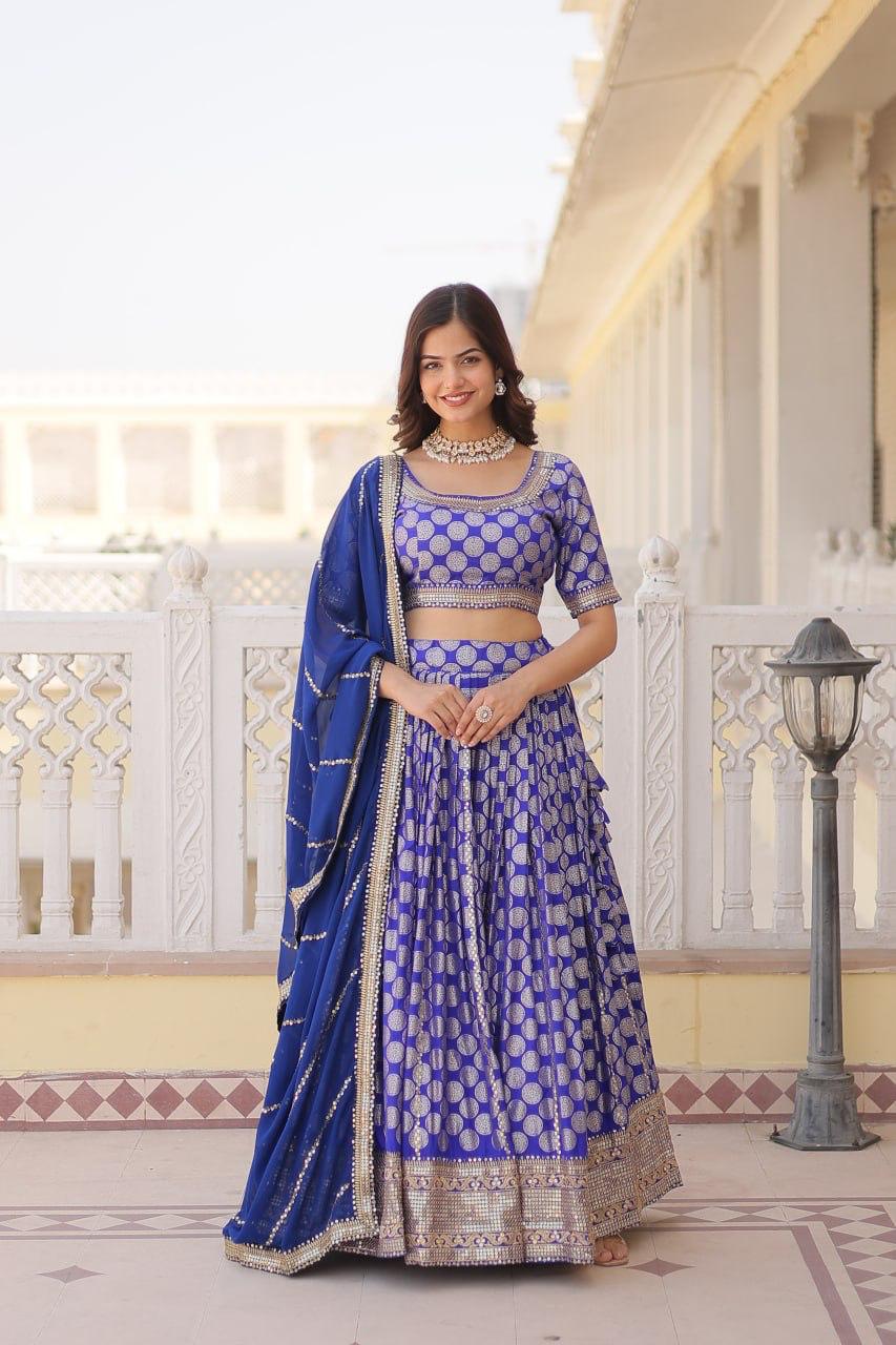 Blue Viscose Lehenga
