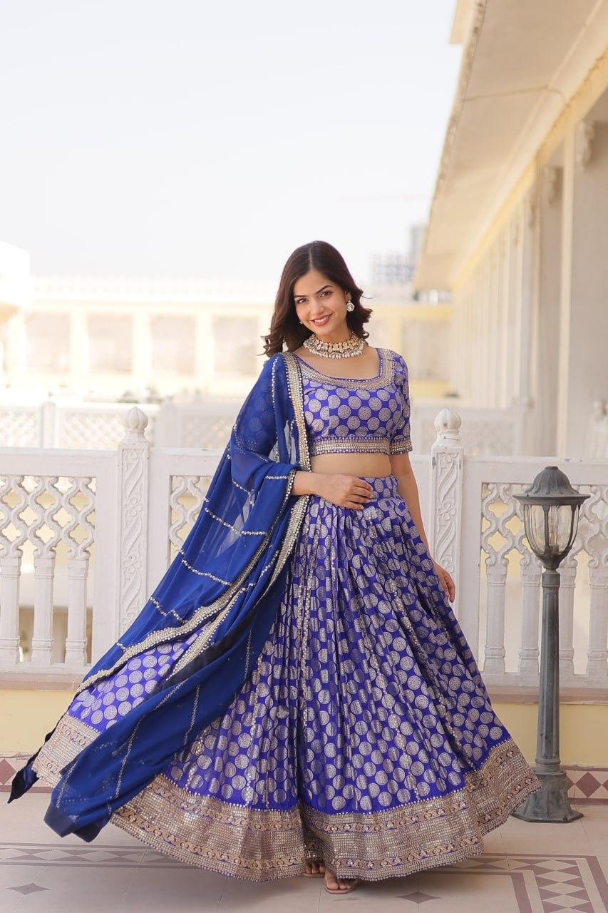 Blue Viscose Lehenga