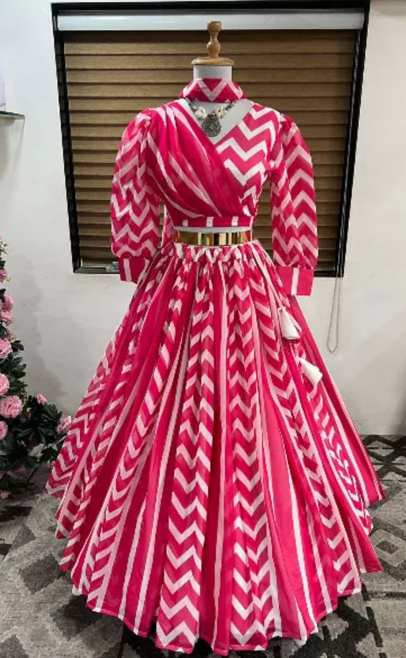 Pink Digital Printed Lehenga with Top Blousd
