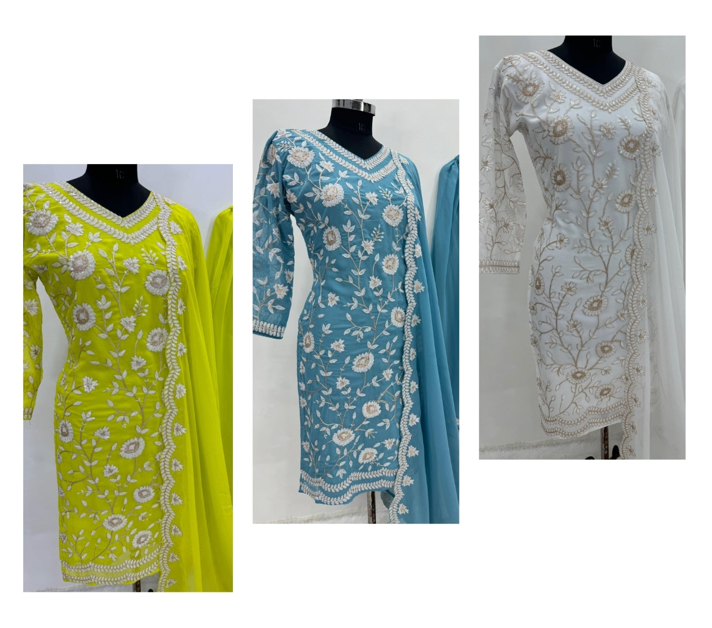 Embroidery Sequence Plazzo Suit