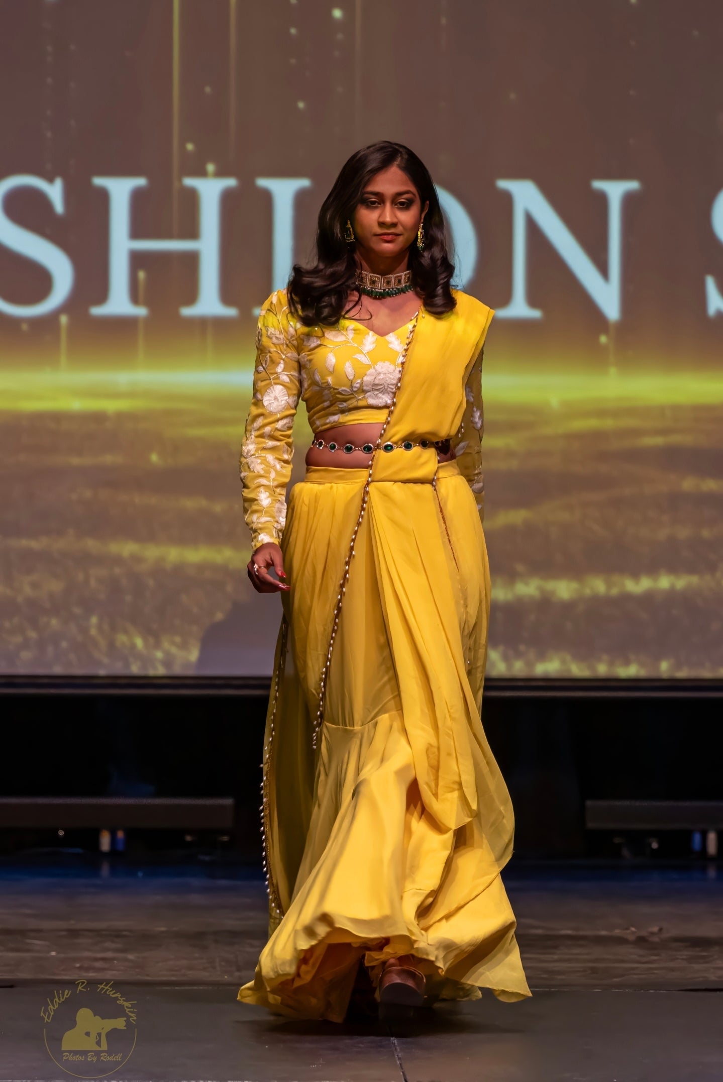 Yellow Georgette Saree Gown