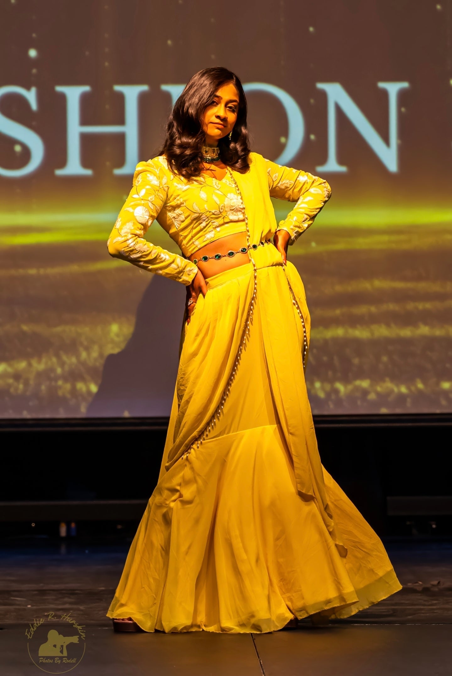 Yellow Georgette Saree Gown