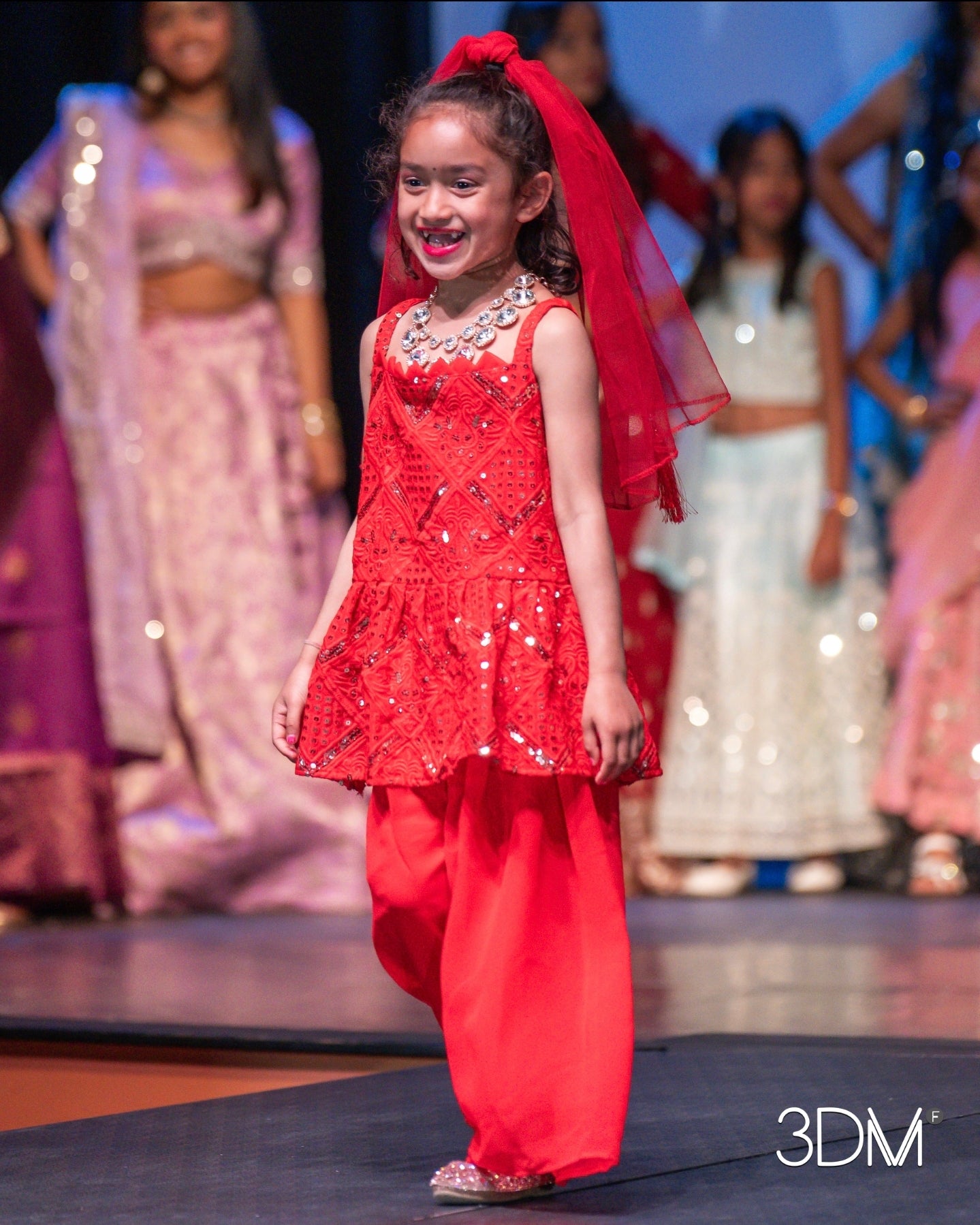 Girls Red Sharara Suit