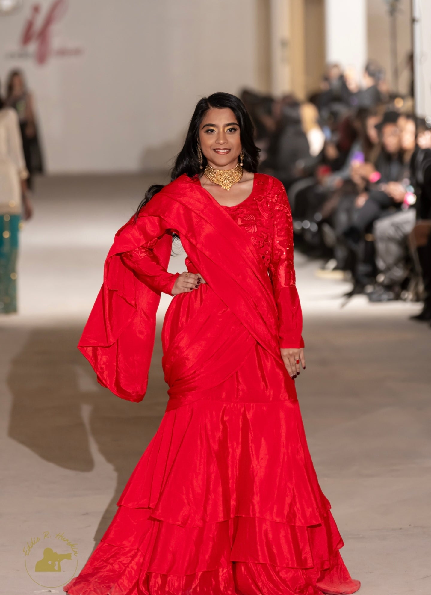 Red Georgette Saree Gown