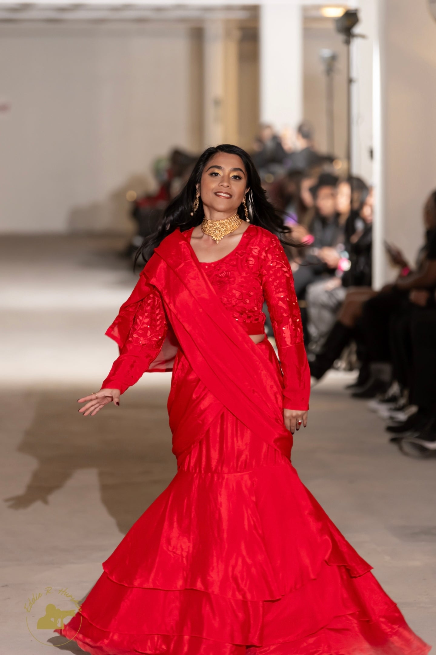 Red Georgette Saree Gown