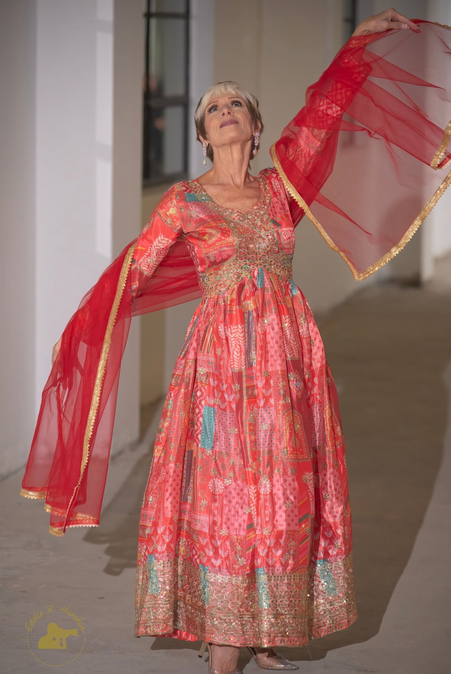 Red Aliya Cut Gown