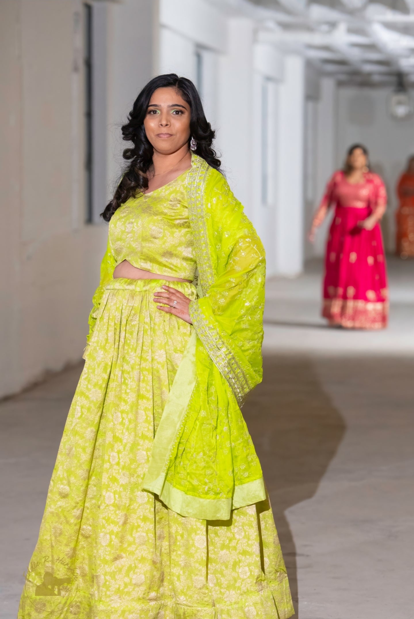 Lime Green Pure Viscose Lehenga
