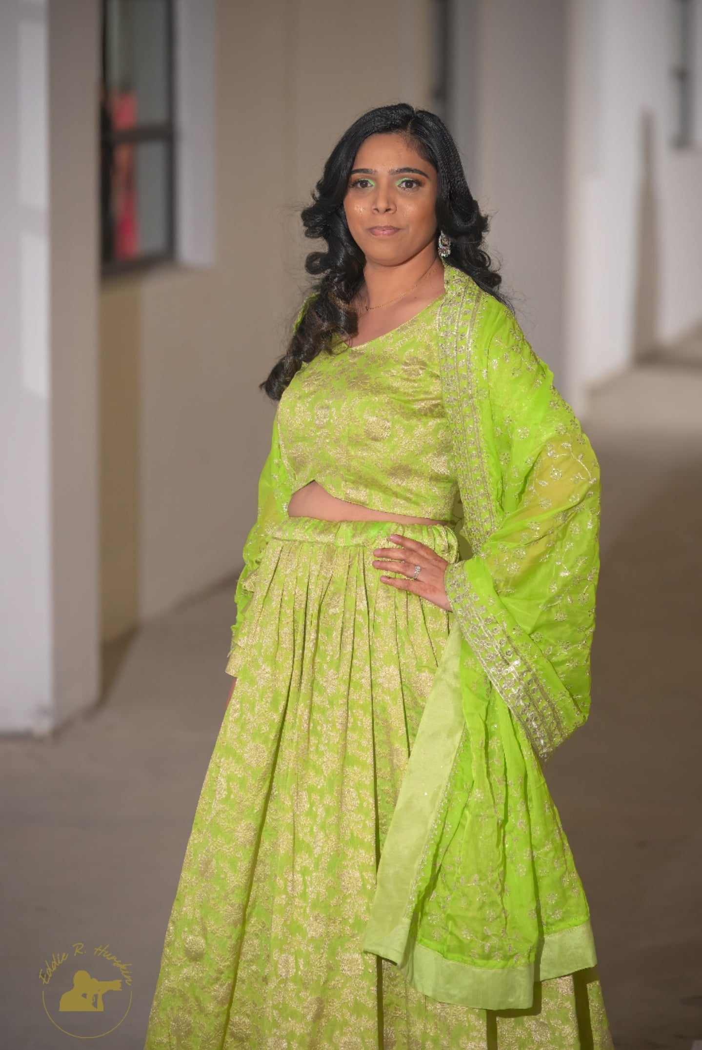 Lime Green Pure Viscose Lehenga