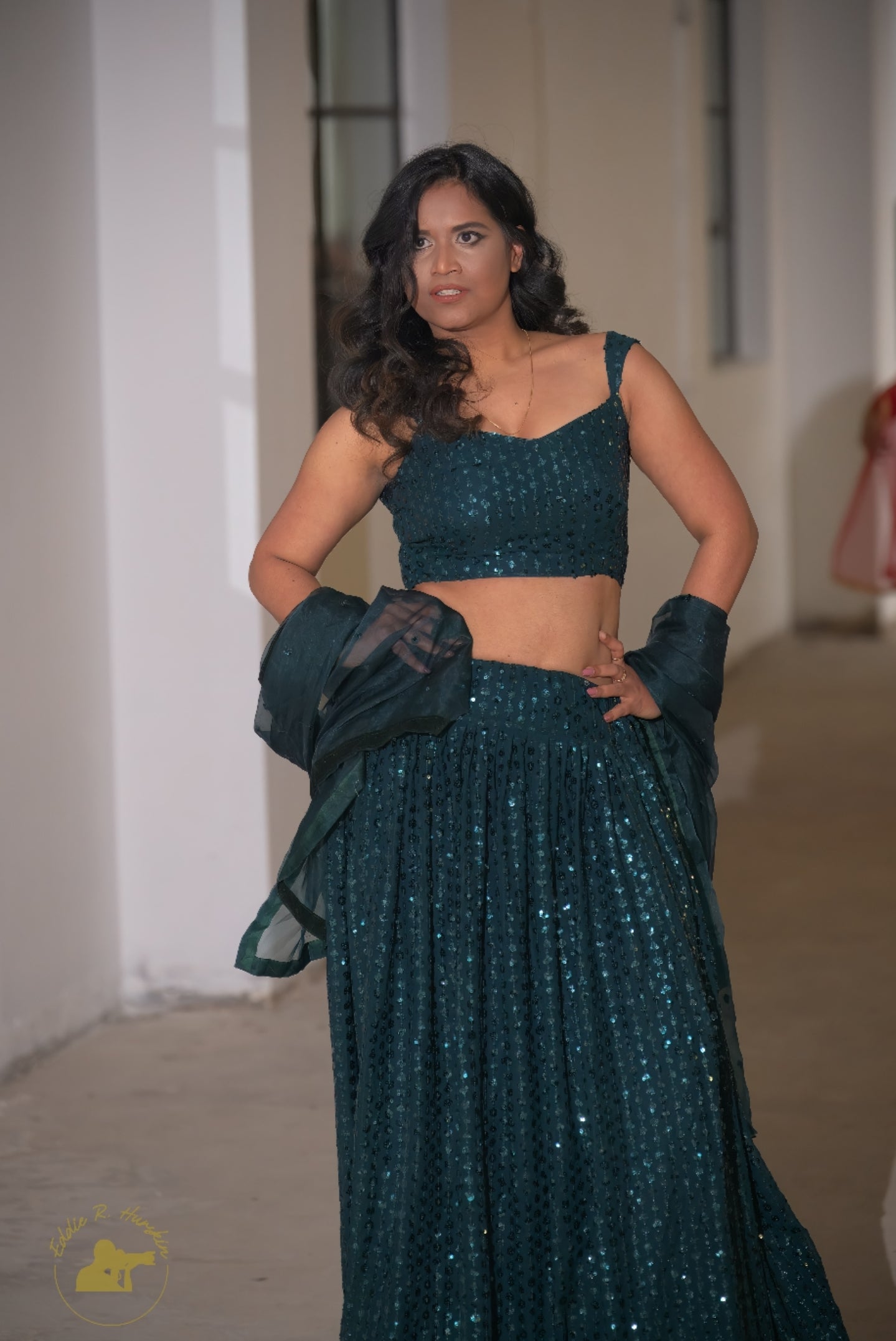 Green Sequence Lehenga