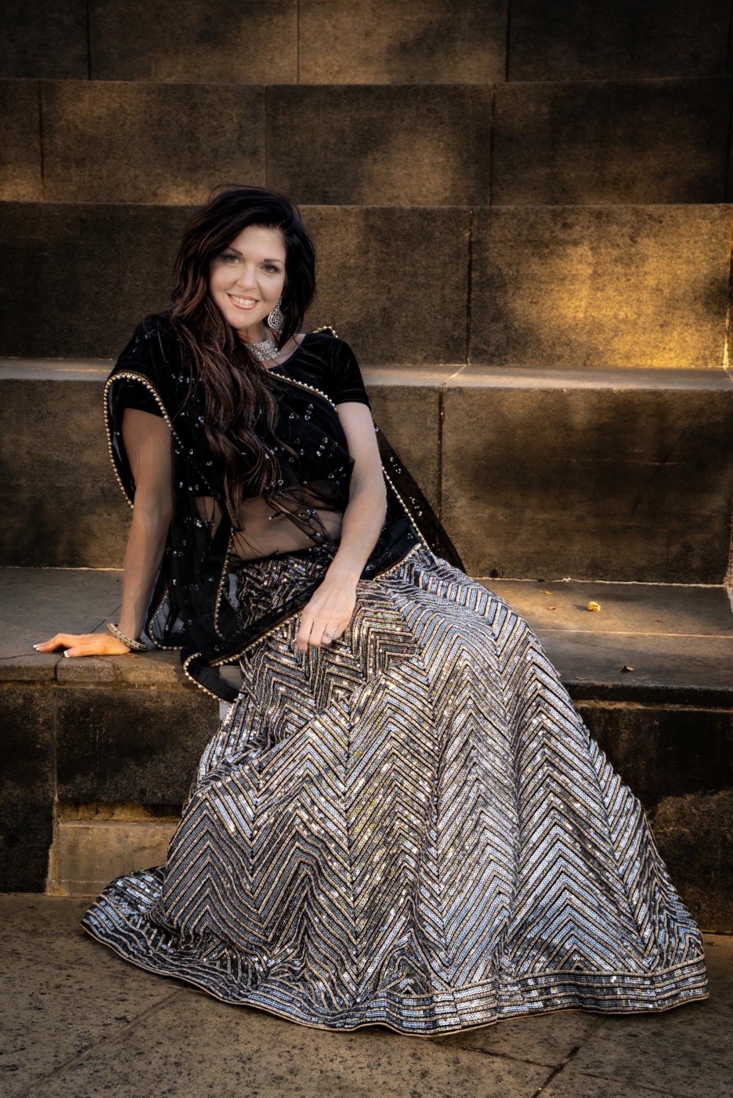 Black Sequence Lehenga